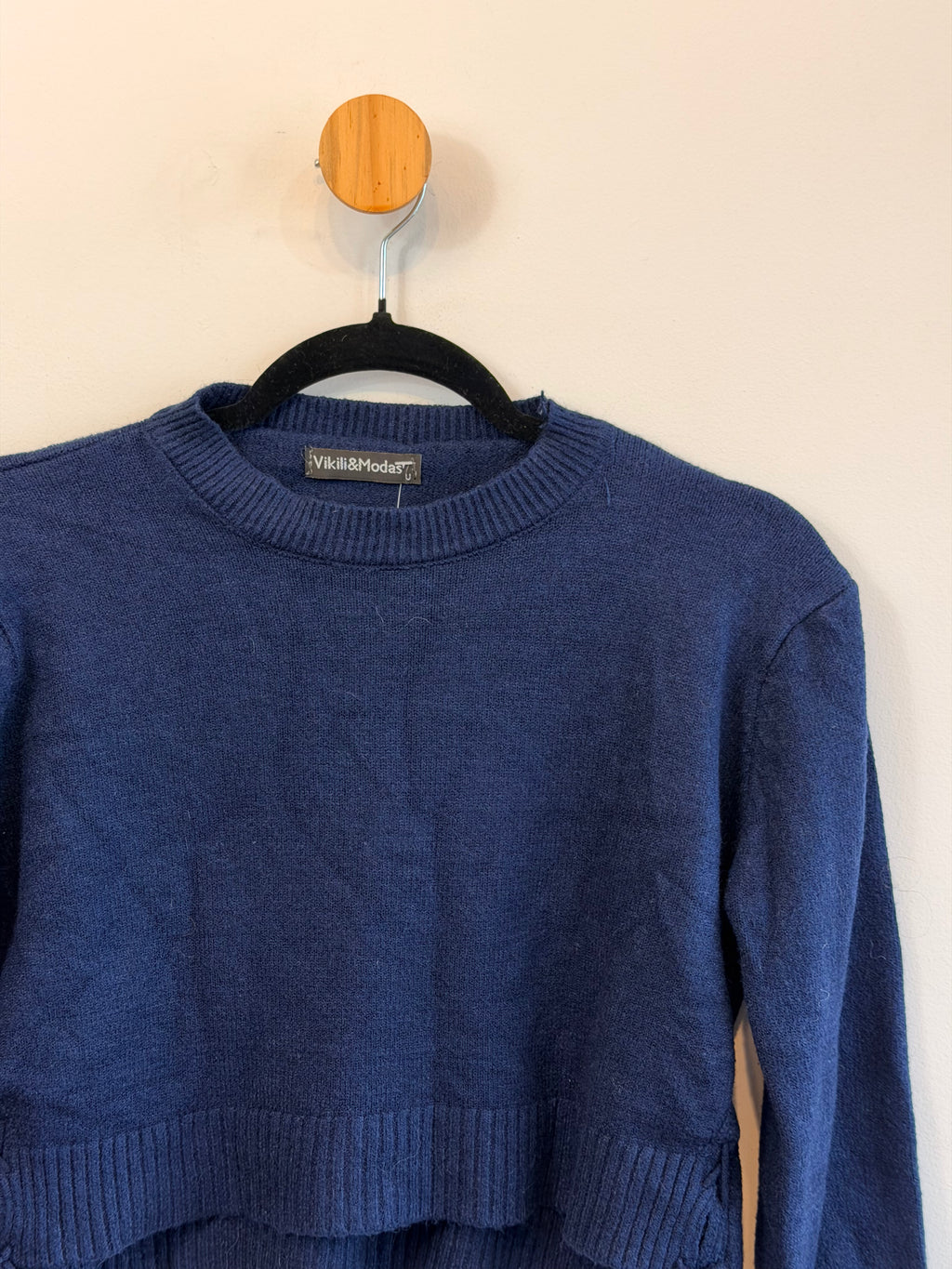 Tricot Cropped Azul Marinho