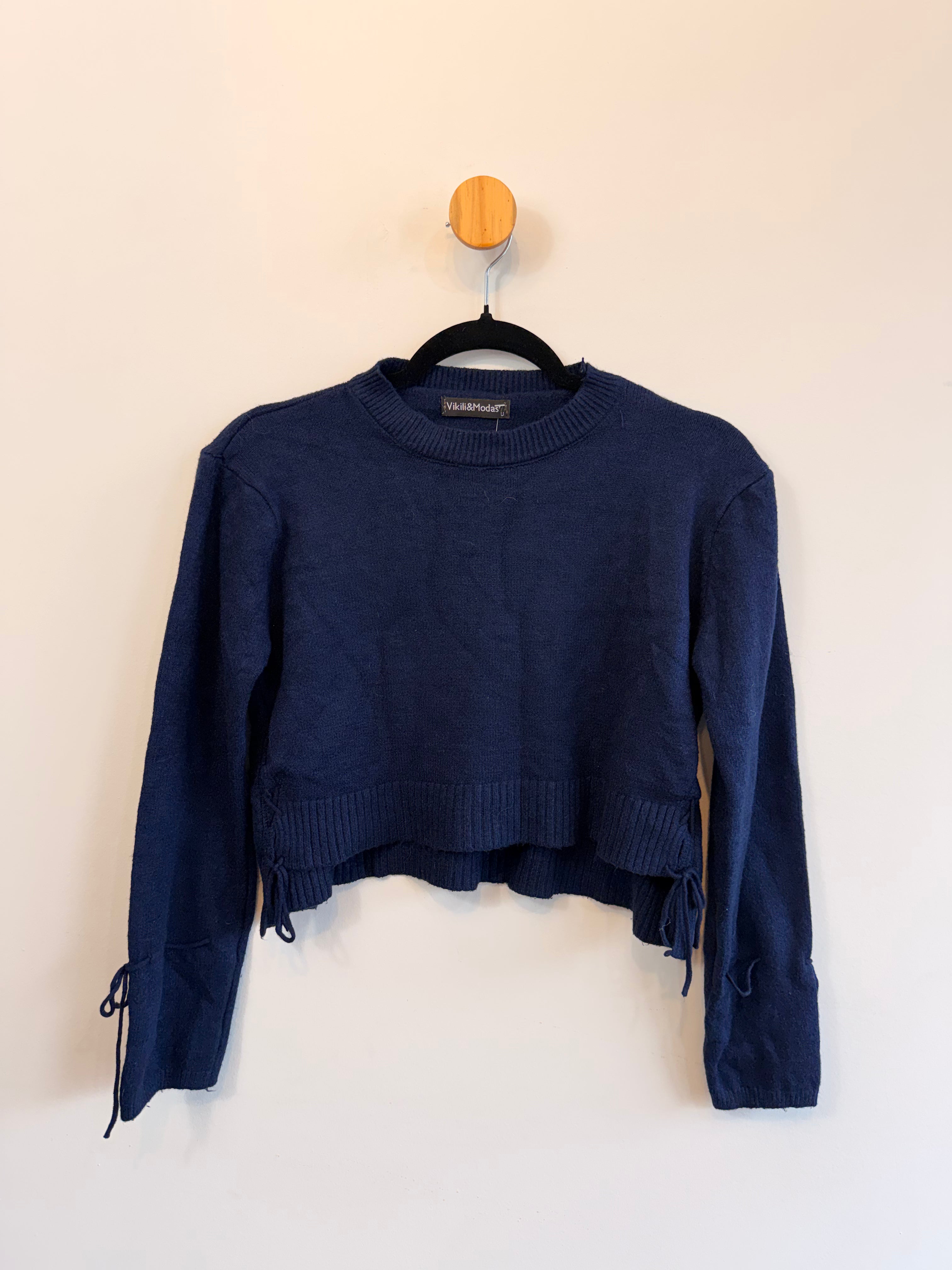 Tricot Cropped Azul Marinho