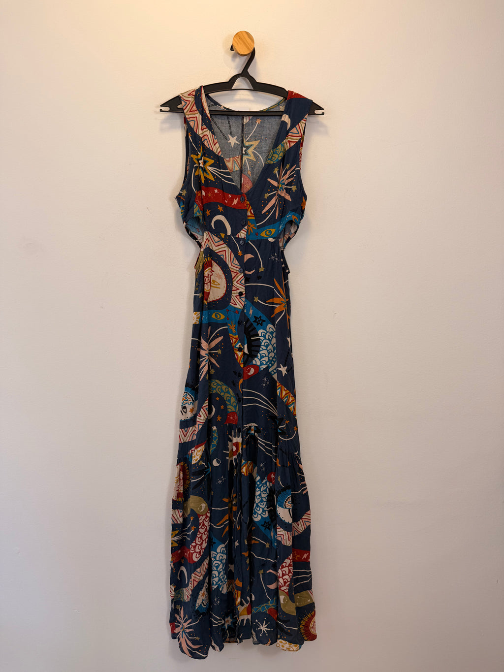 Vestido Azul Estampado Cantão