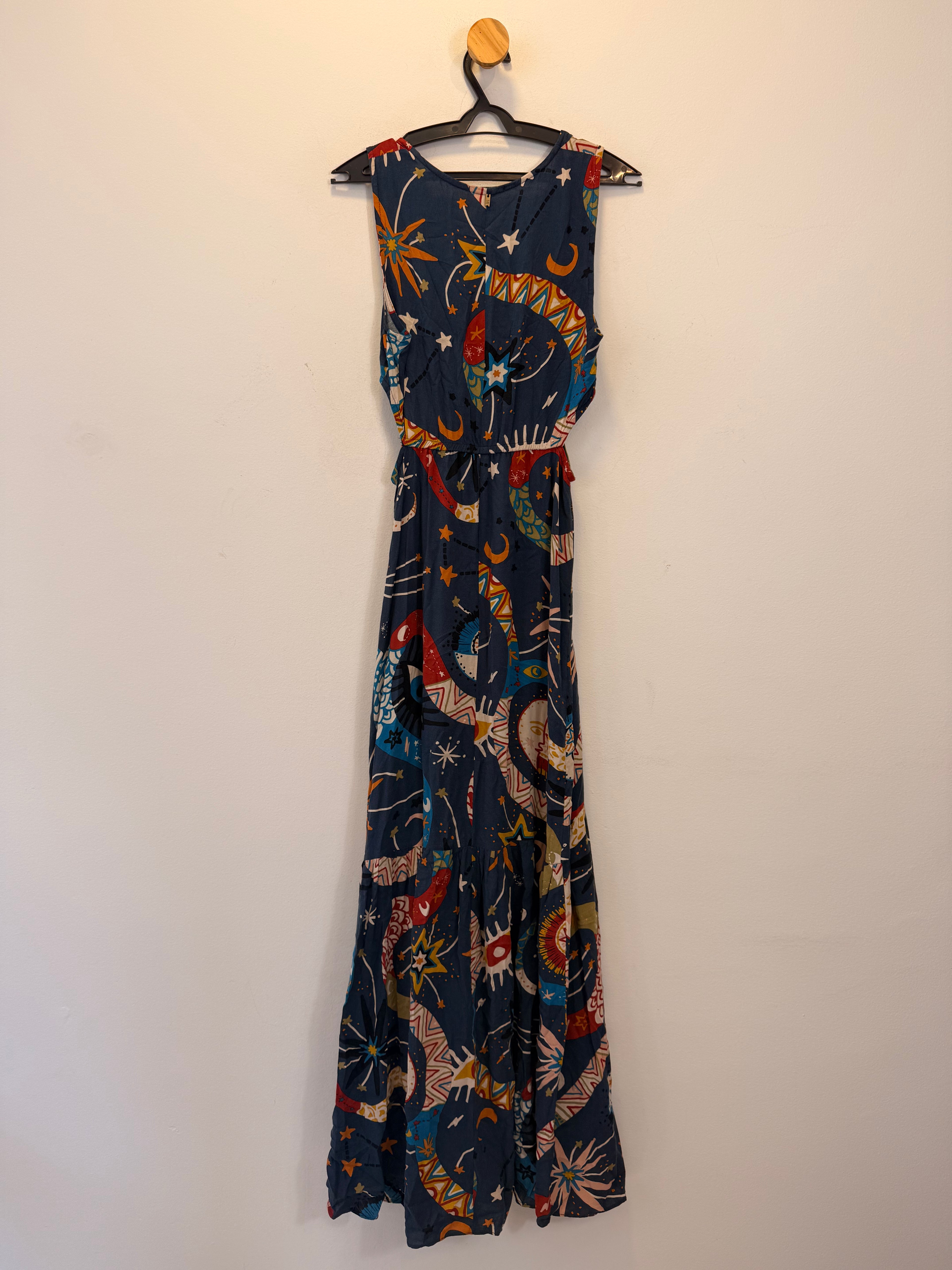 Vestido Azul Estampado Cantão