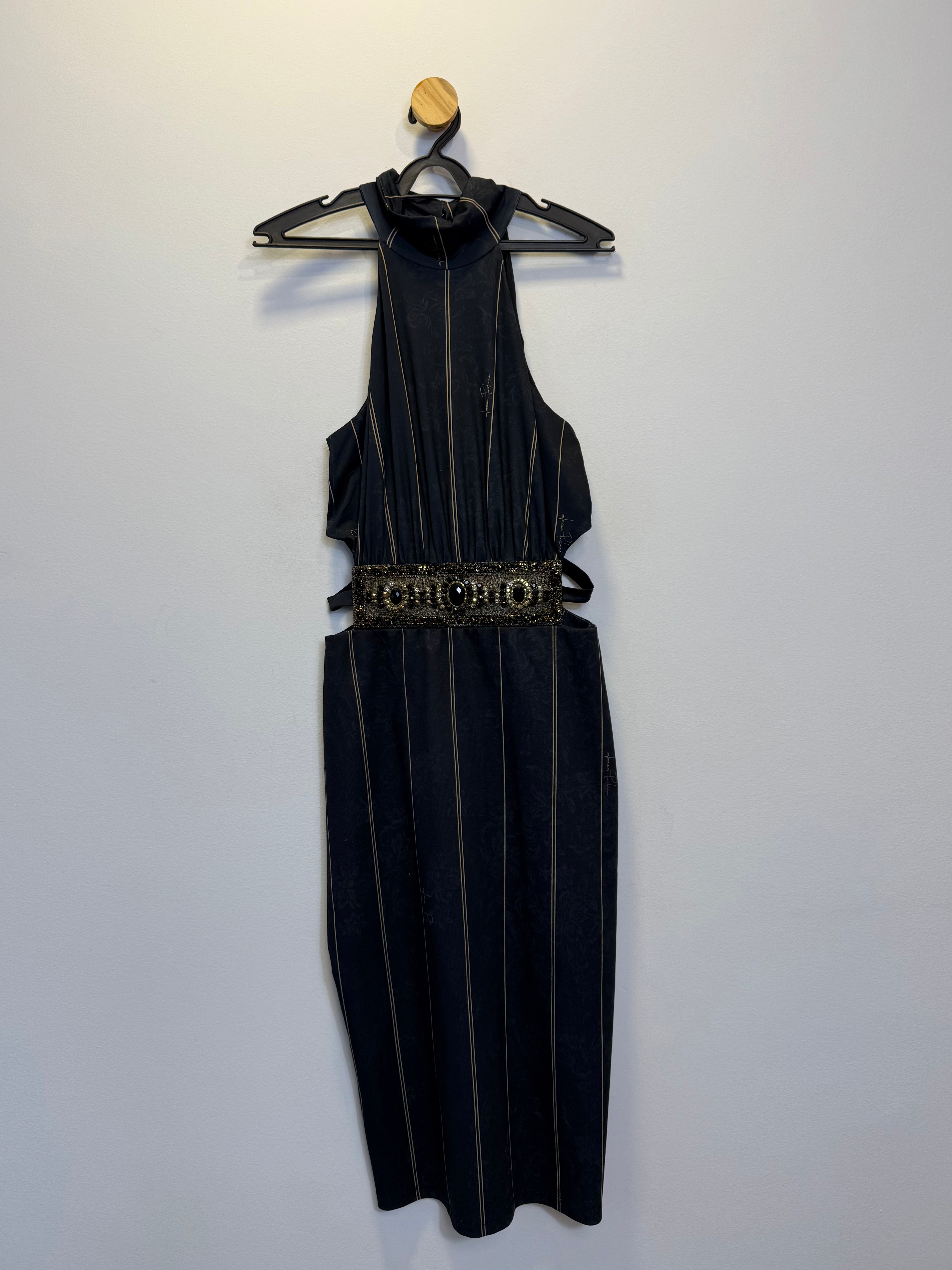 Vestido Tubinho Preto com Dourado