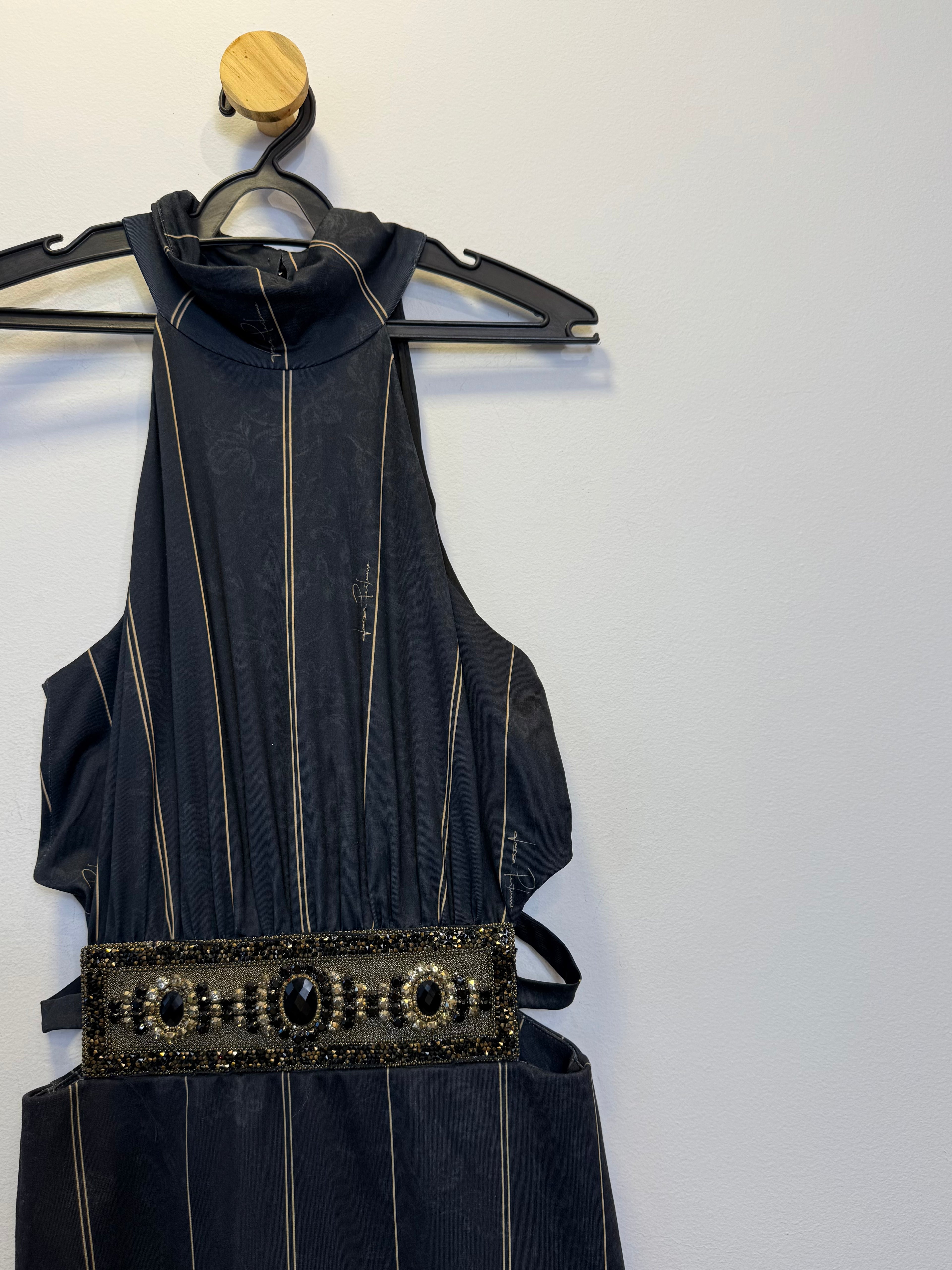 Vestido Tubinho Preto com Dourado
