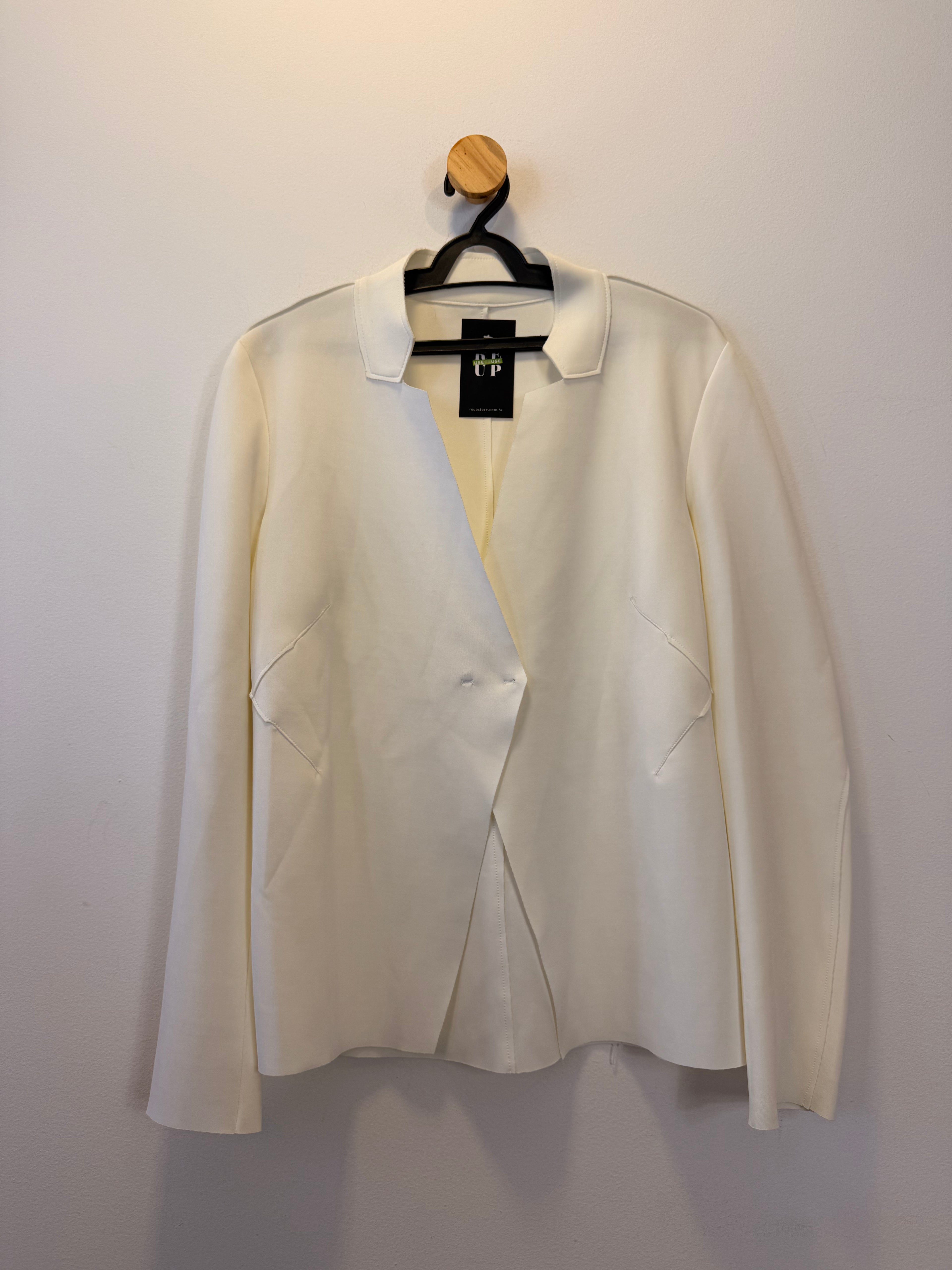 Blazer Branco Modelagem Reta