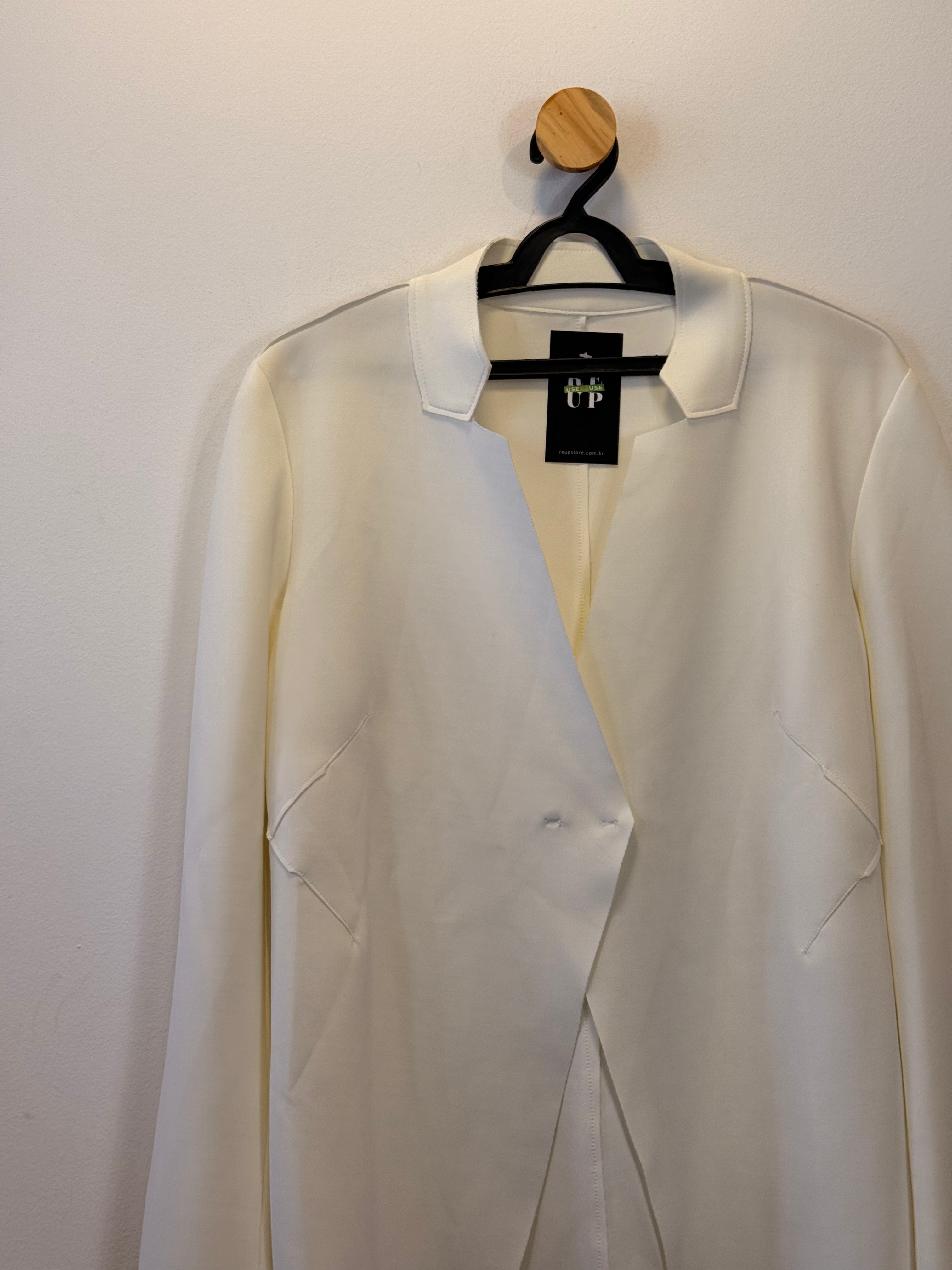 Blazer Branco Modelagem Reta