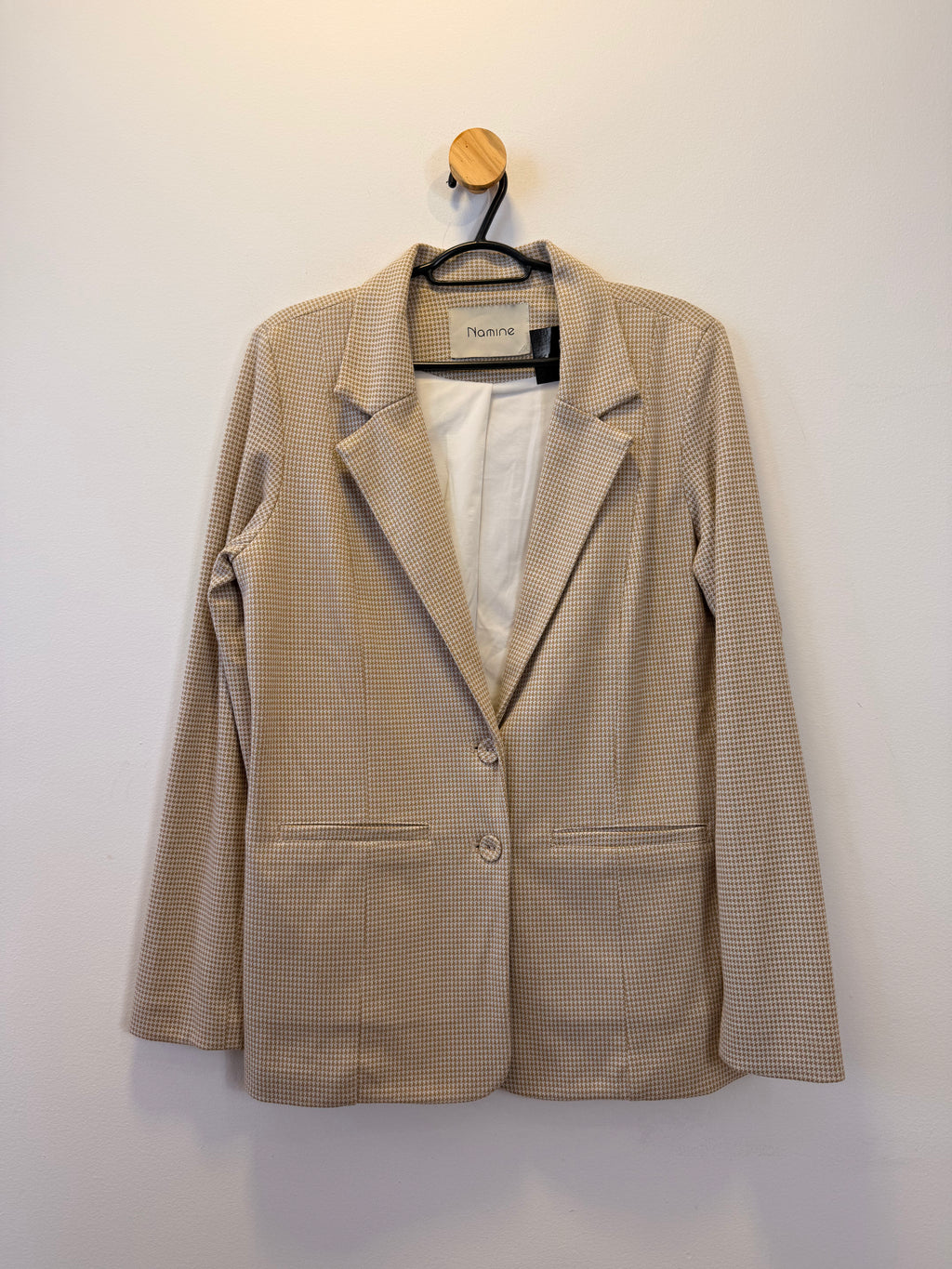 Blazer Estampado Reto Bege