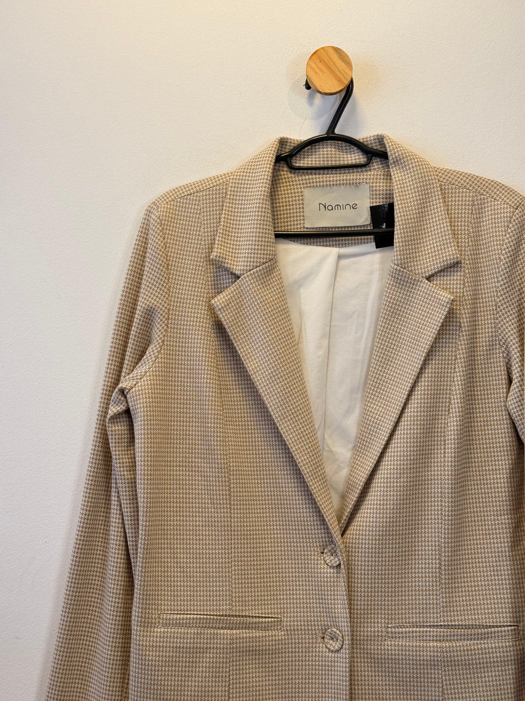 Blazer Estampado Reto Bege