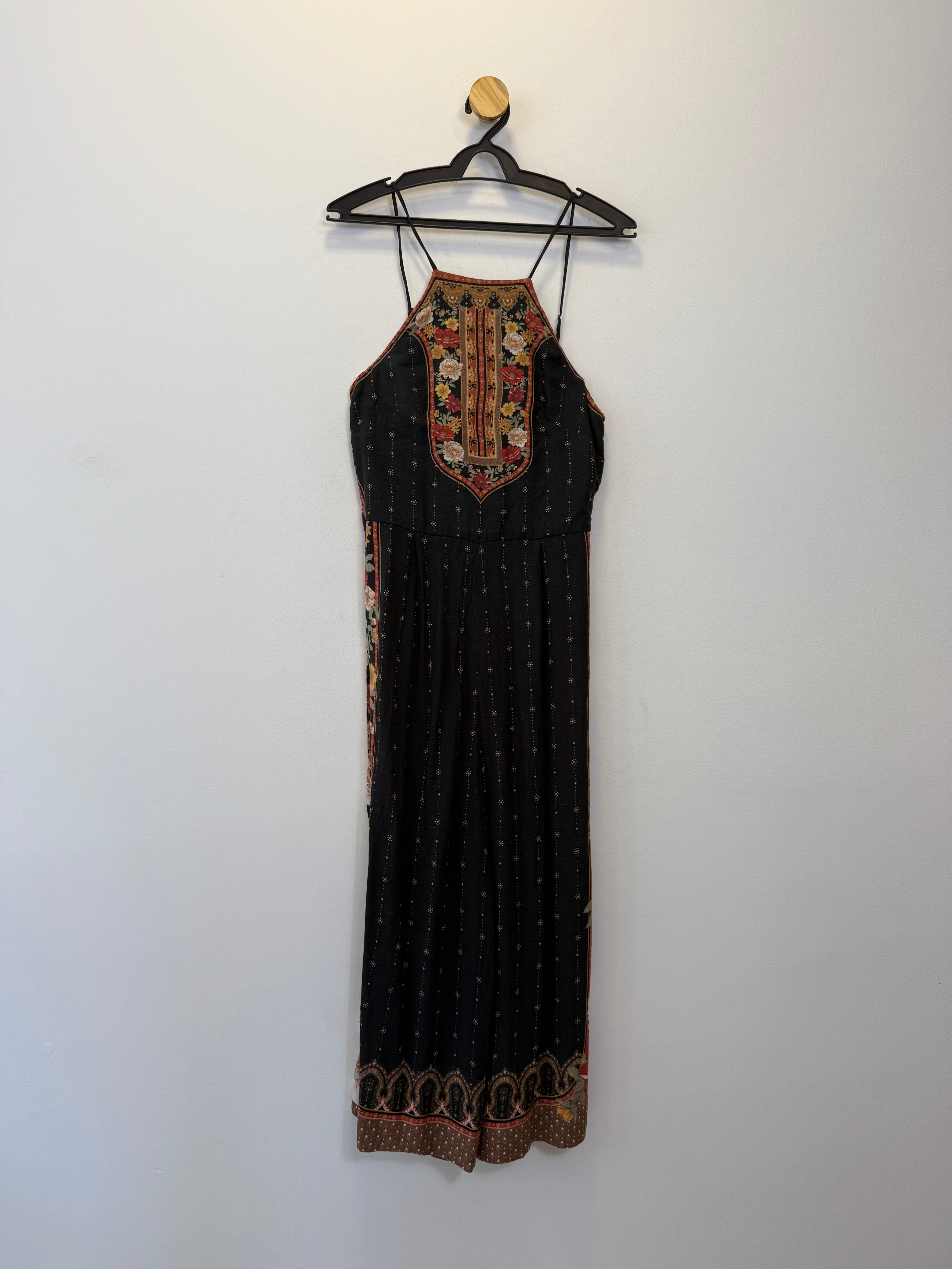 Vestido Longo Preto Estampado