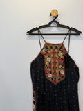 Vestido Longo Preto Estampado