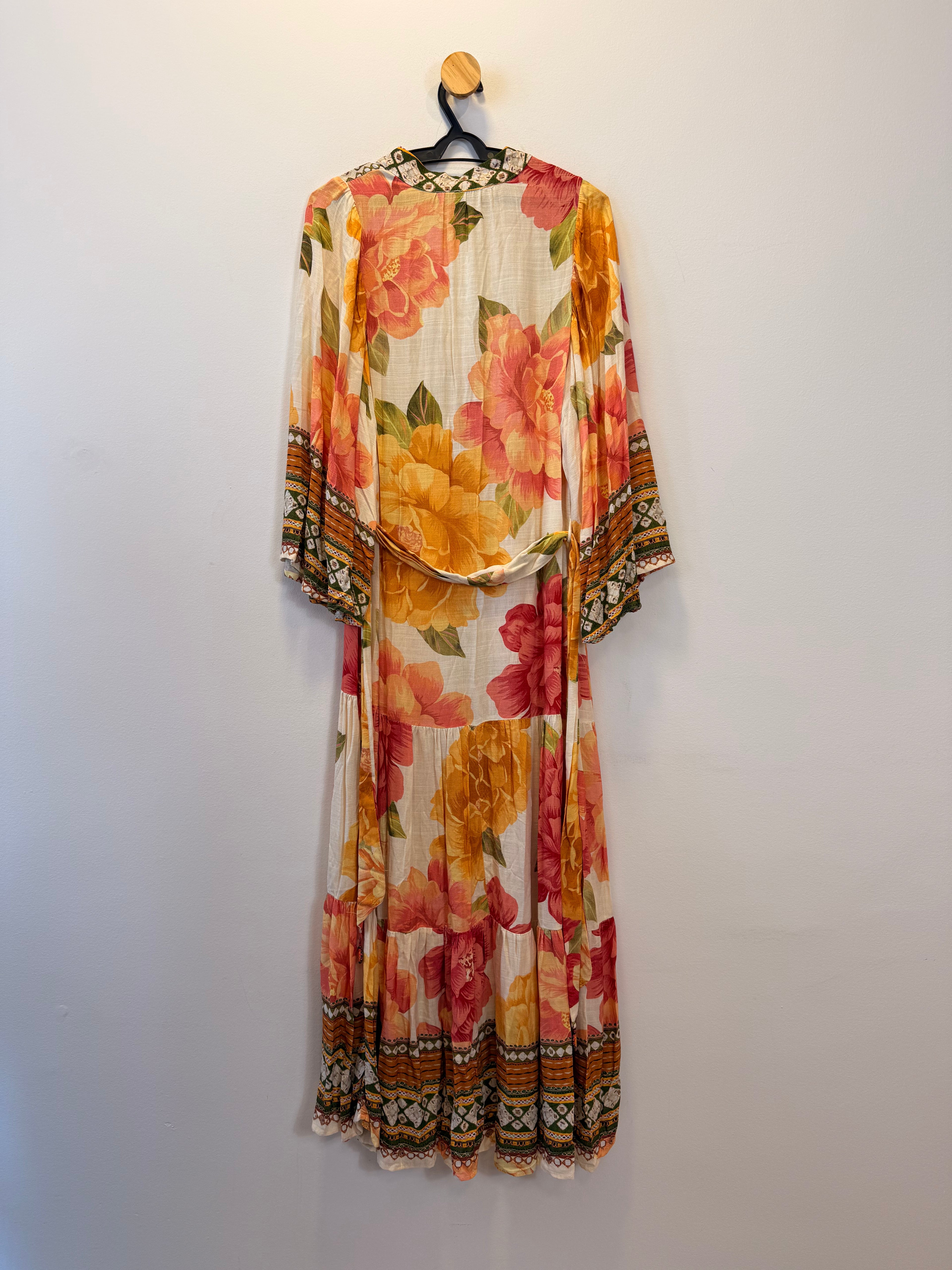 Vestido Longo Manga 3/4 Estampa Floral