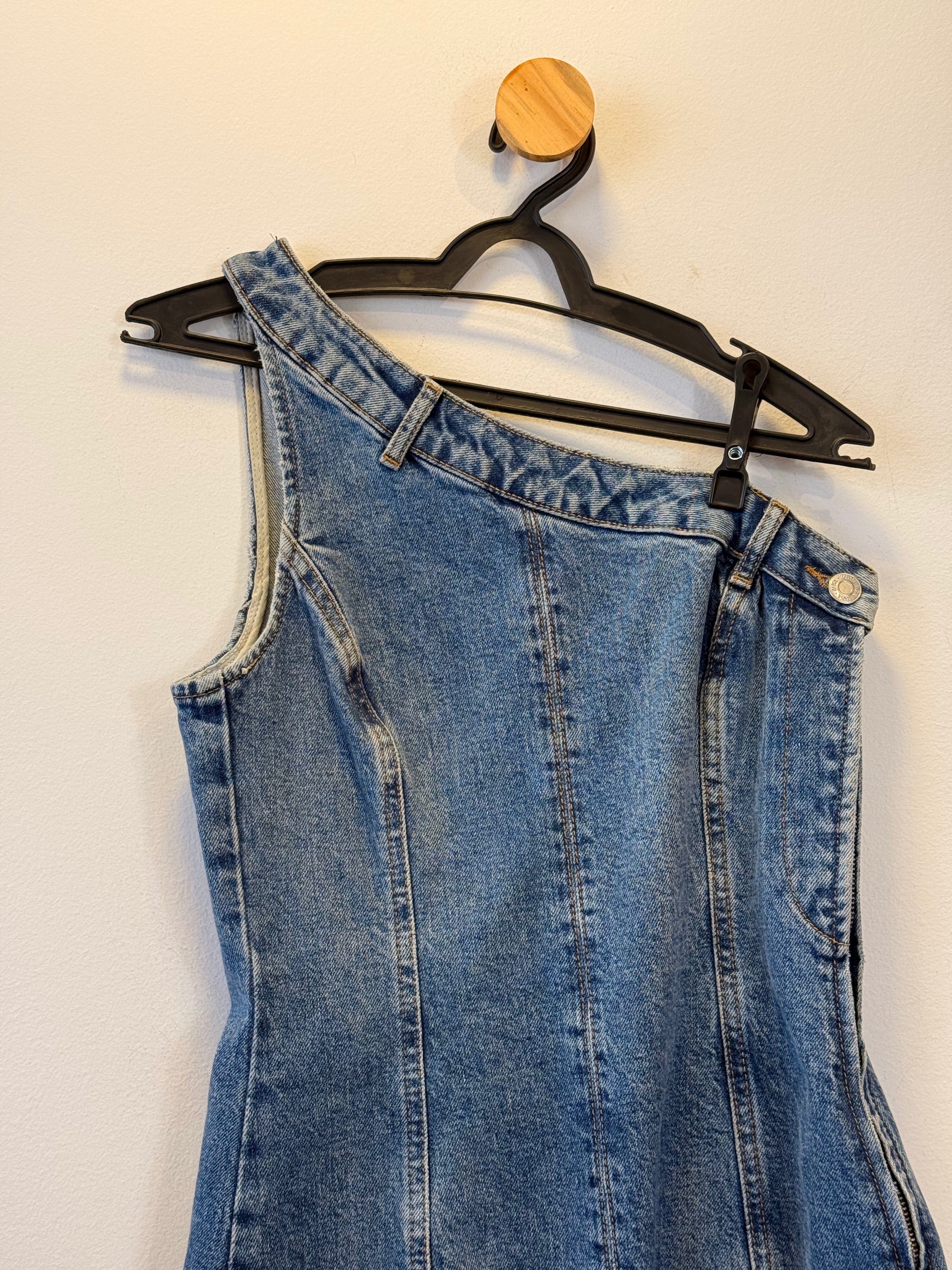 Vestido Jeans Curto Ombro Único