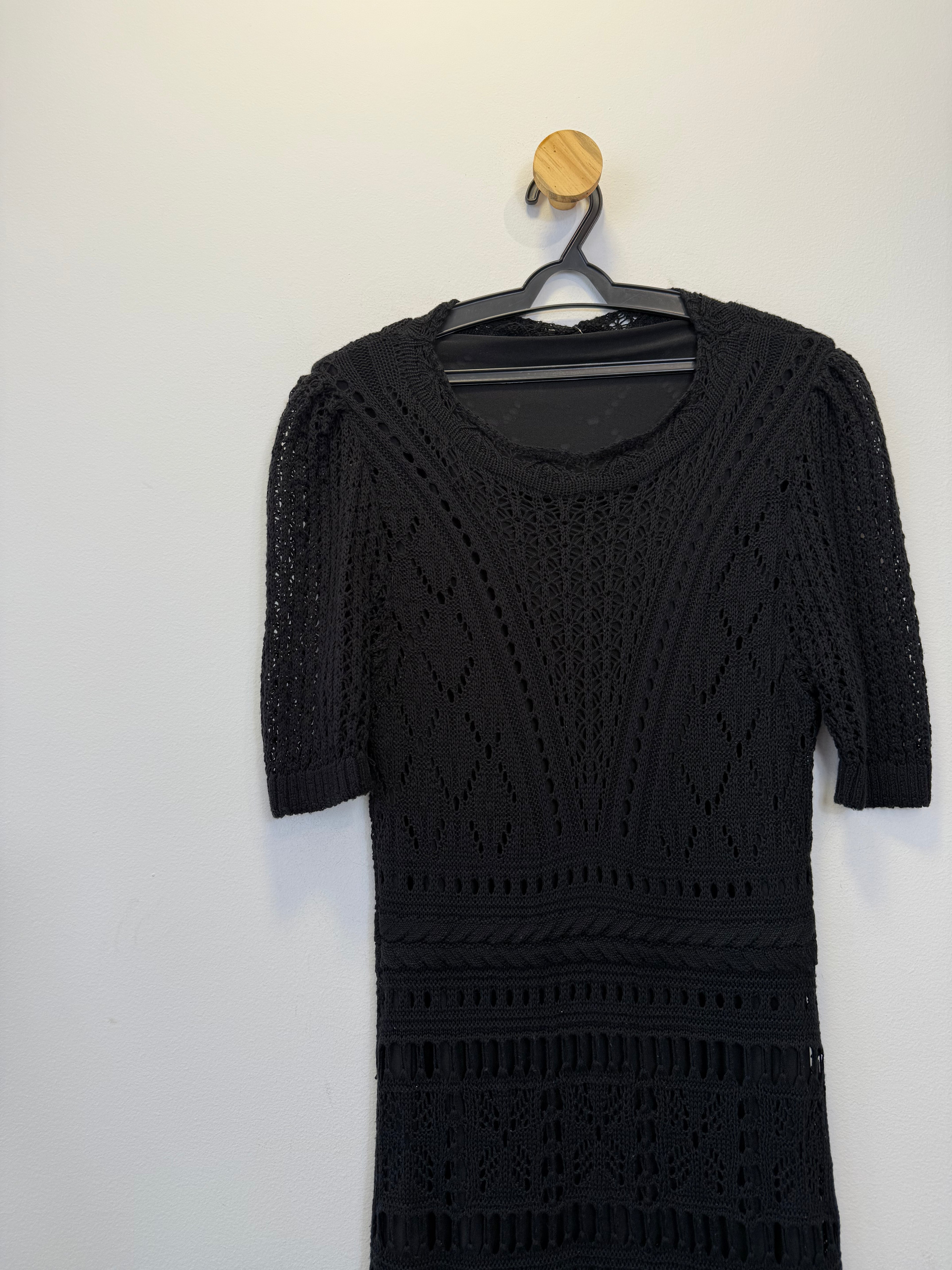 Vestido Longo Crochê Preto
