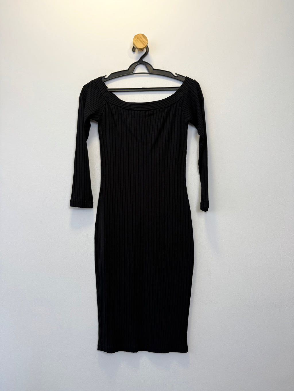 Vestido Canelado Preto