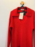 Blusa Vermelha de Tricot com Gola