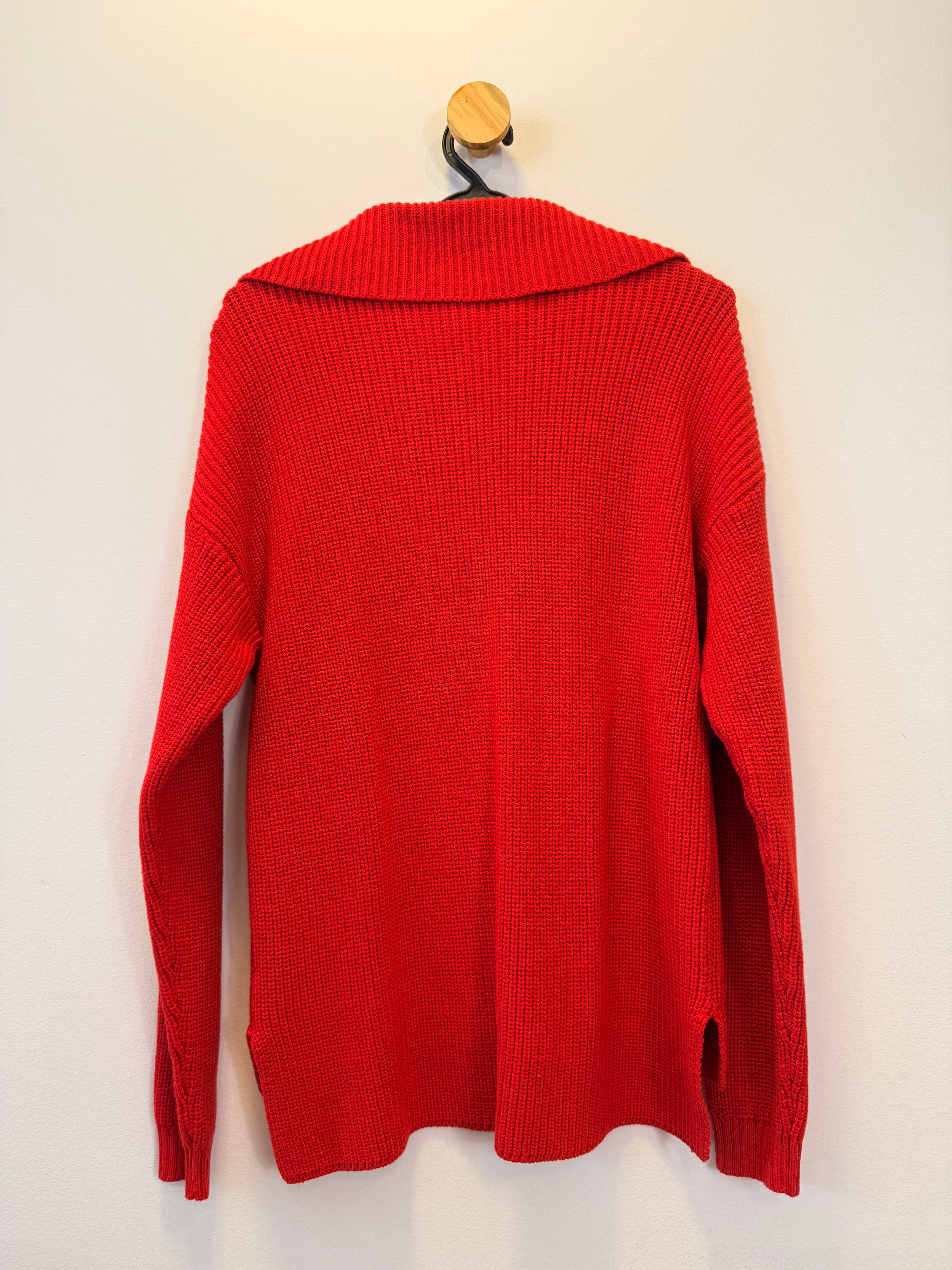 Blusa Vermelha de Tricot com Gola