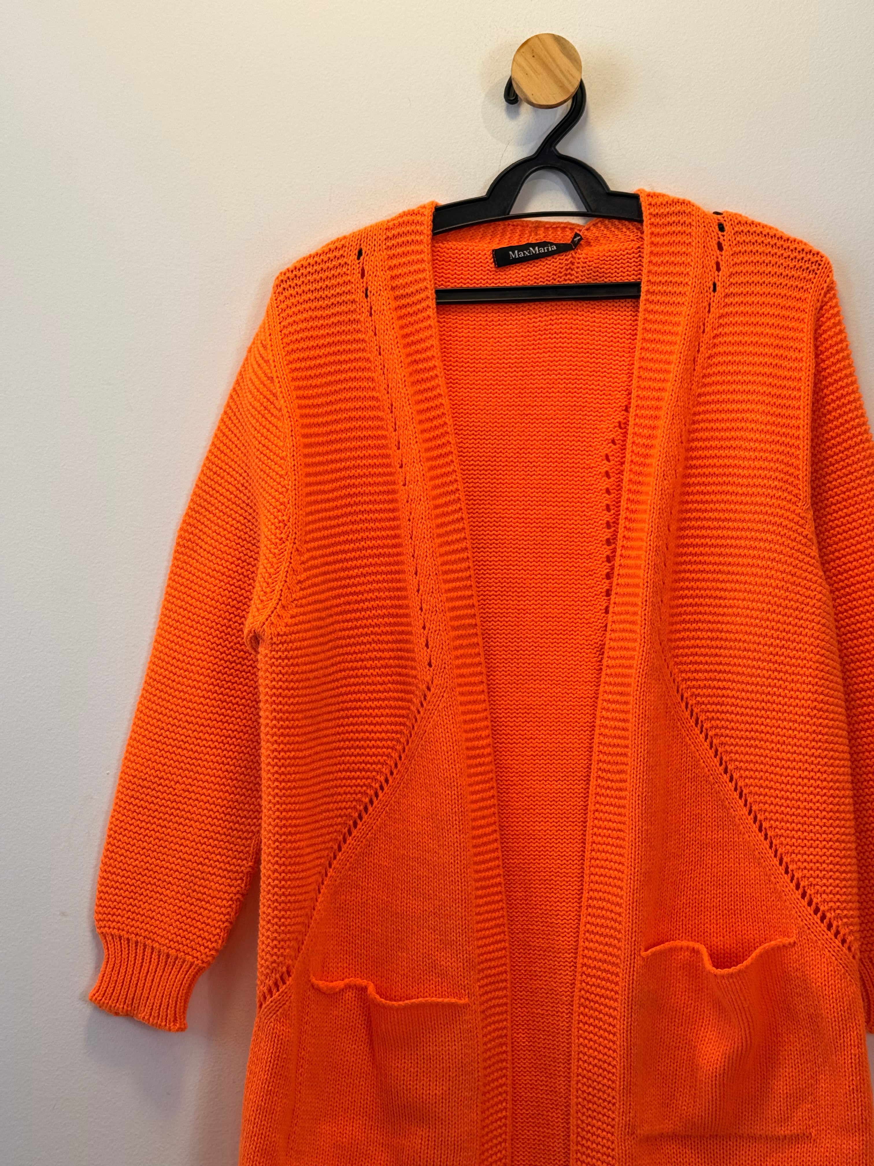 Casaco de Tricot Alongado Laranja
