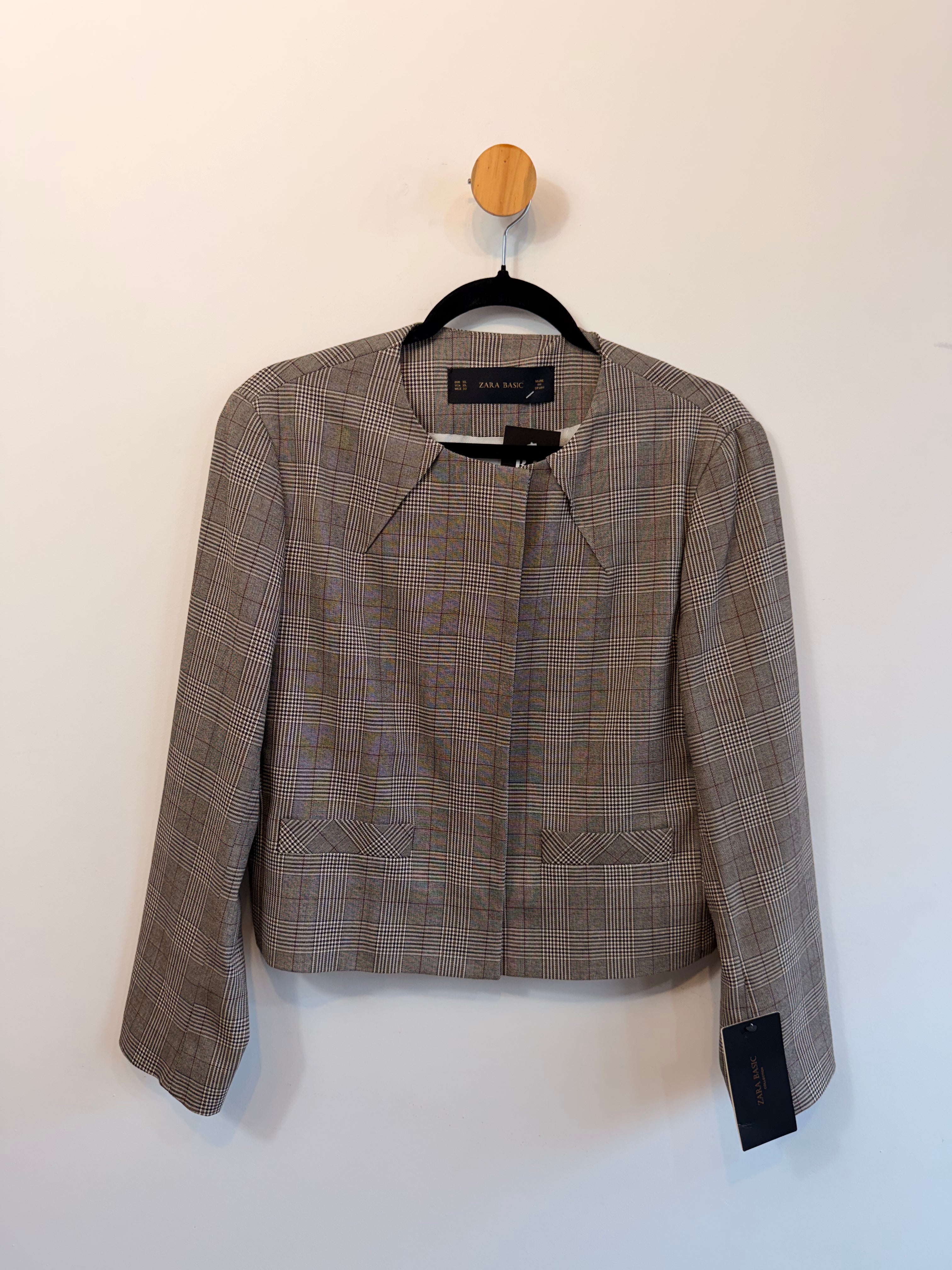 Blazer Xadrez Curto Zara