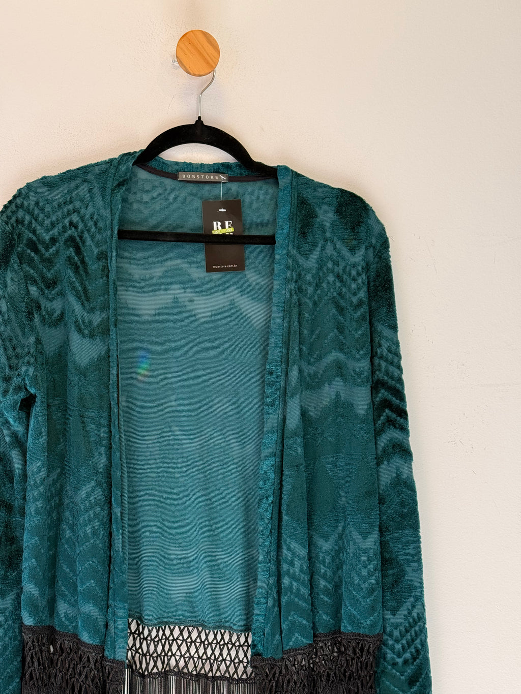 Kimono Verde com Franjas Bobstore