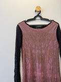 Vestido Rosa Antigo e Preto