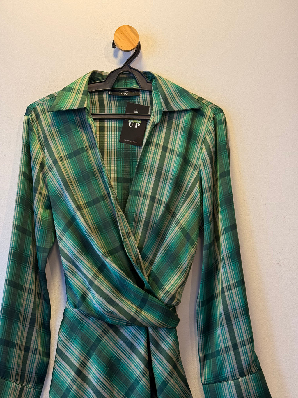 Vestido Xadrez Verde Mango