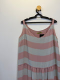 Vestido Midi Listrado Rosa e Branco