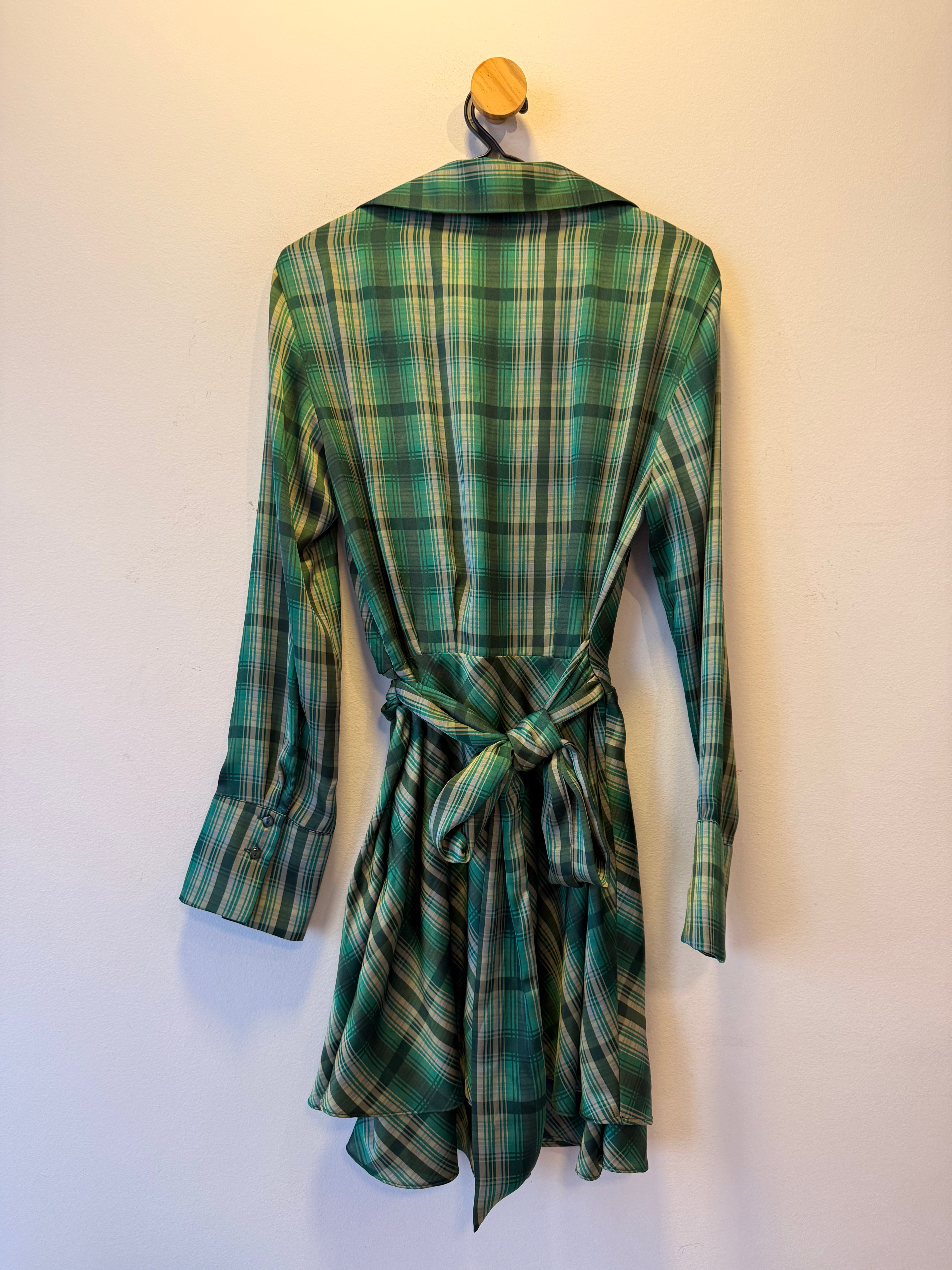Vestido Xadrez Verde Mango