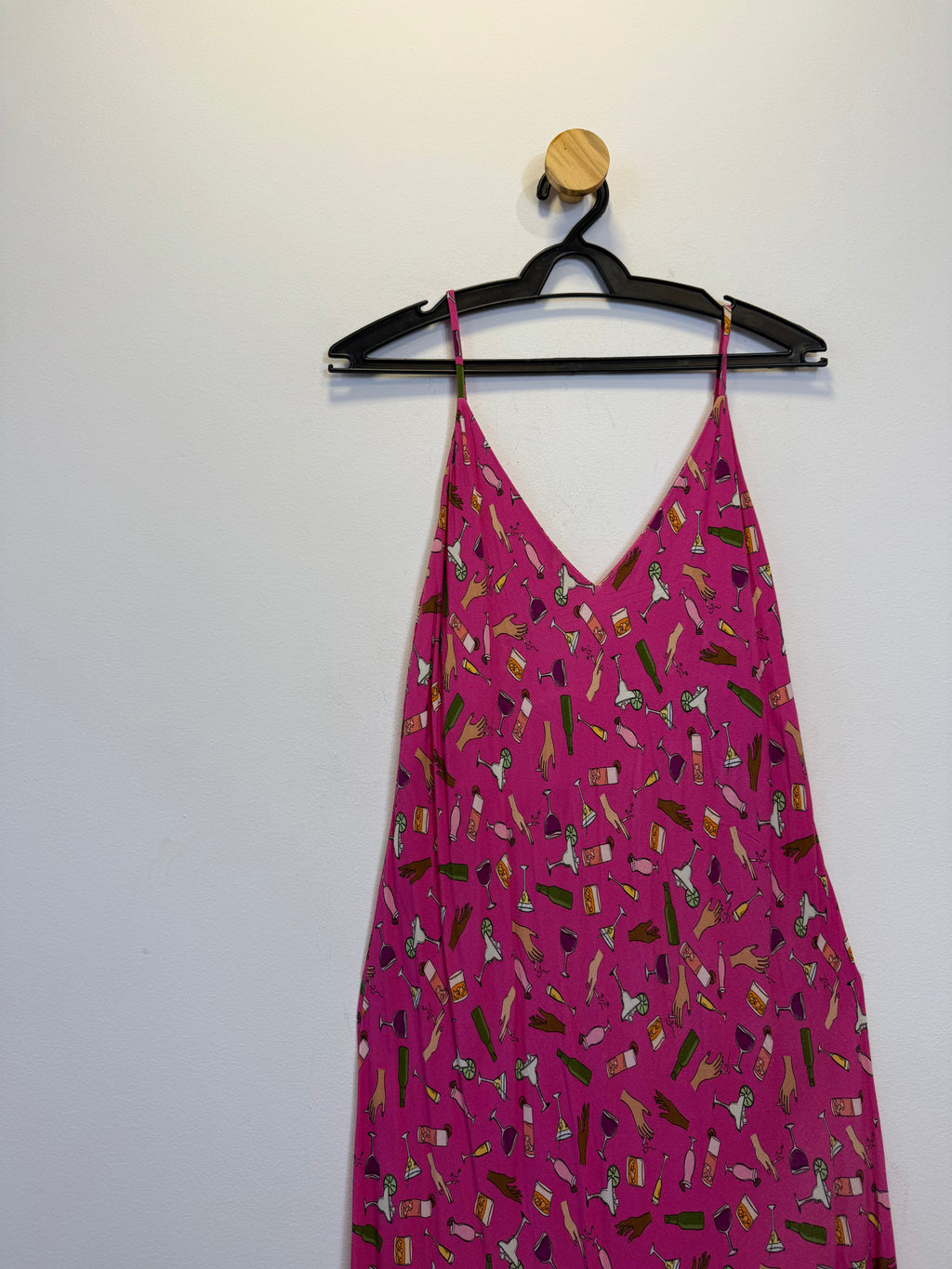 Vestido Fluido Longo Rosa Estampado