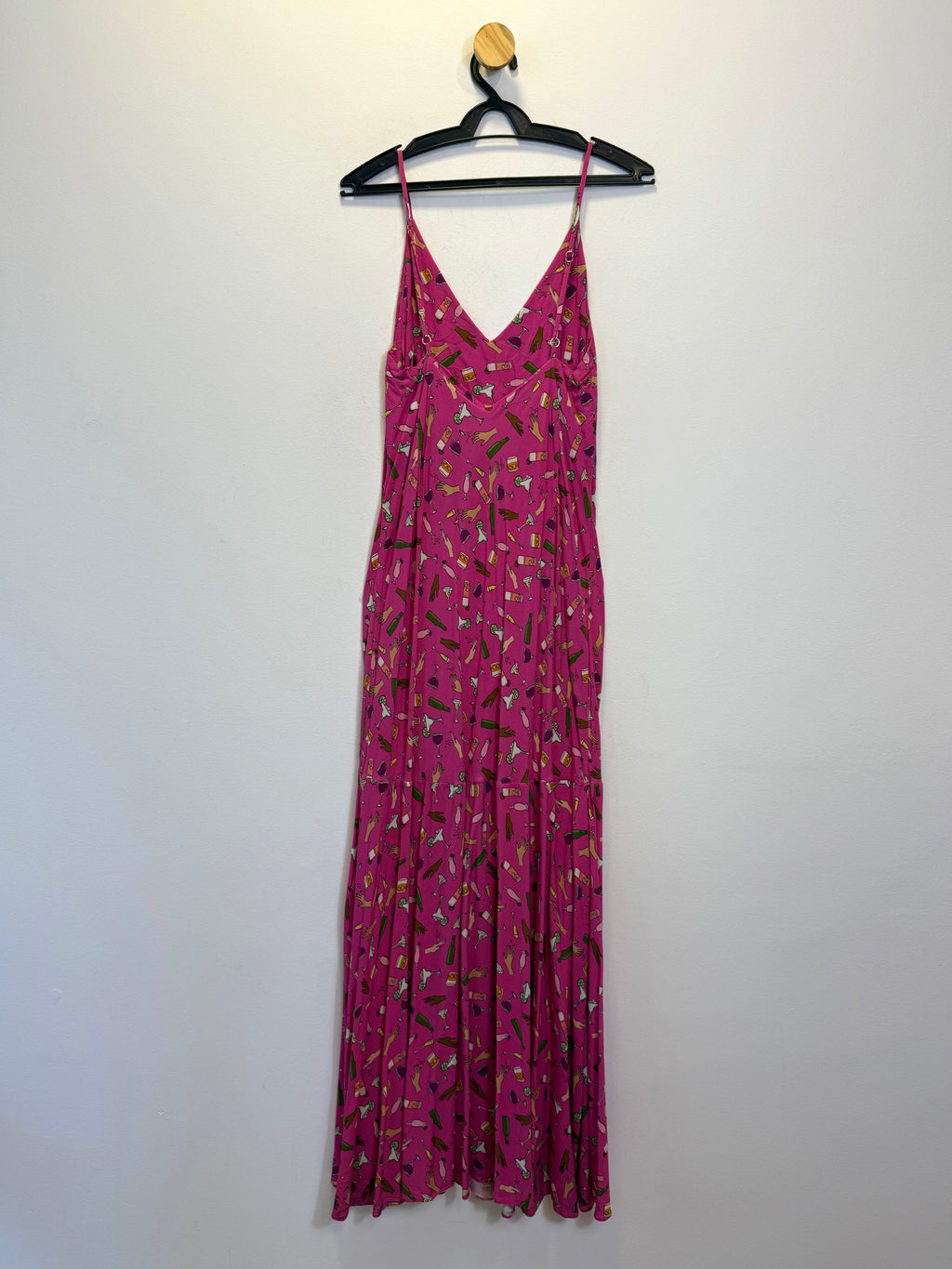 Vestido Fluido Longo Rosa Estampado