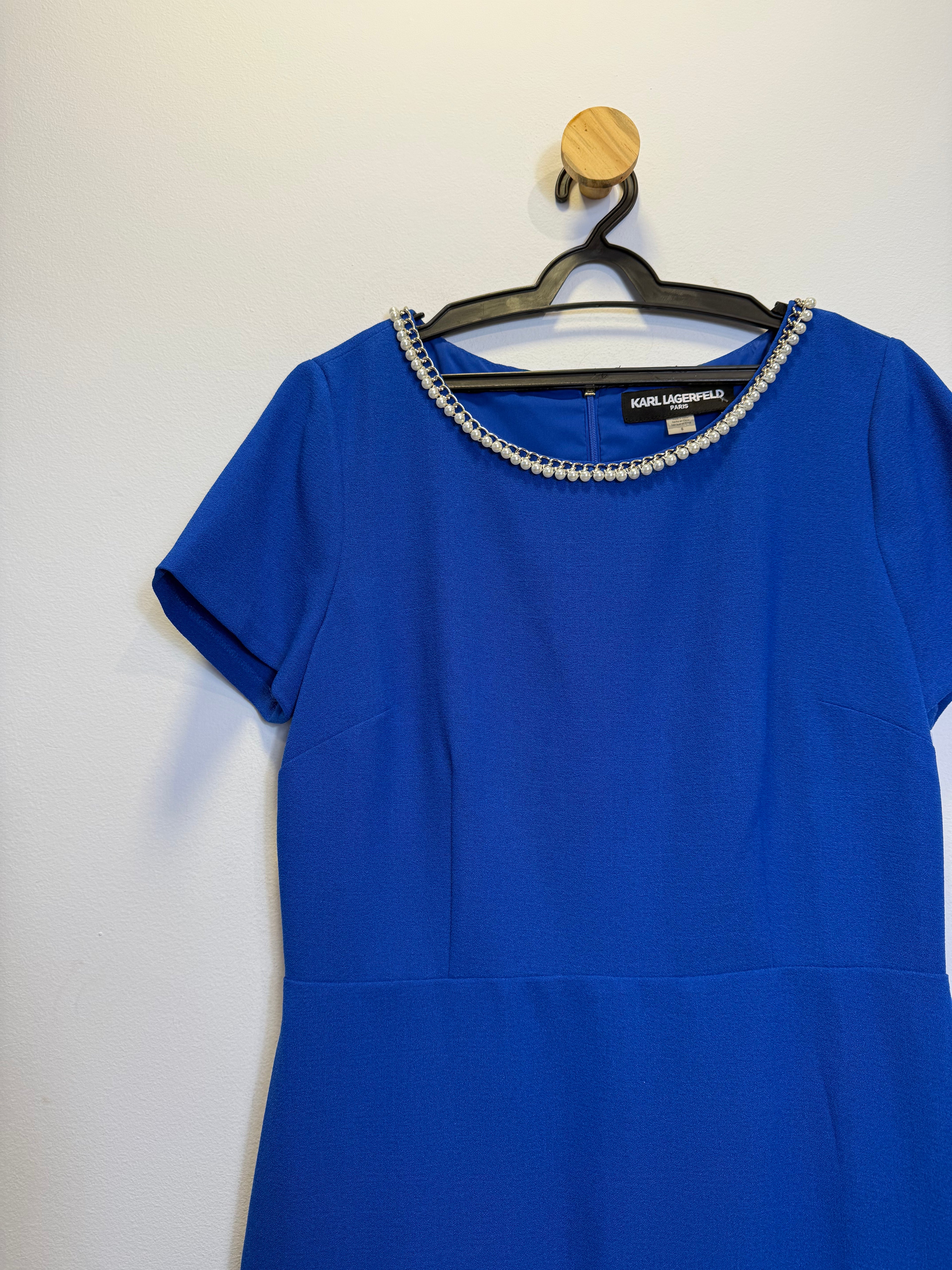Vestido Azul Royal Perolas