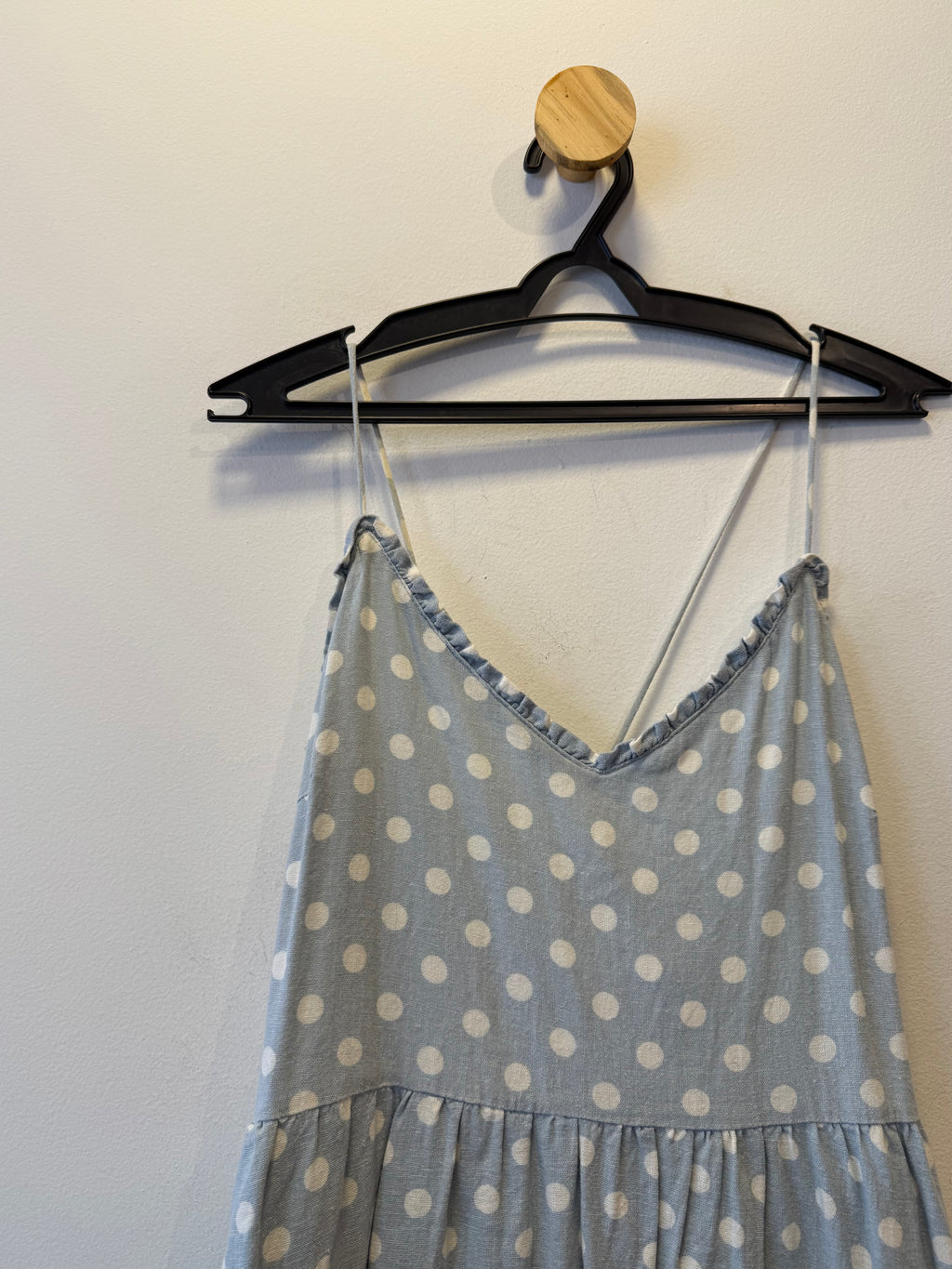 Vestido Poá Azul e Branco