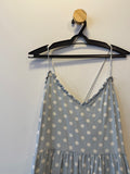Vestido Poá Azul e Branco