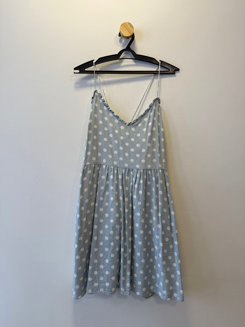 Vestido Poá Azul e Branco
