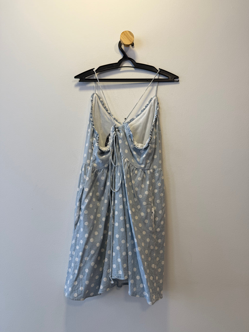 Vestido Poá Azul e Branco