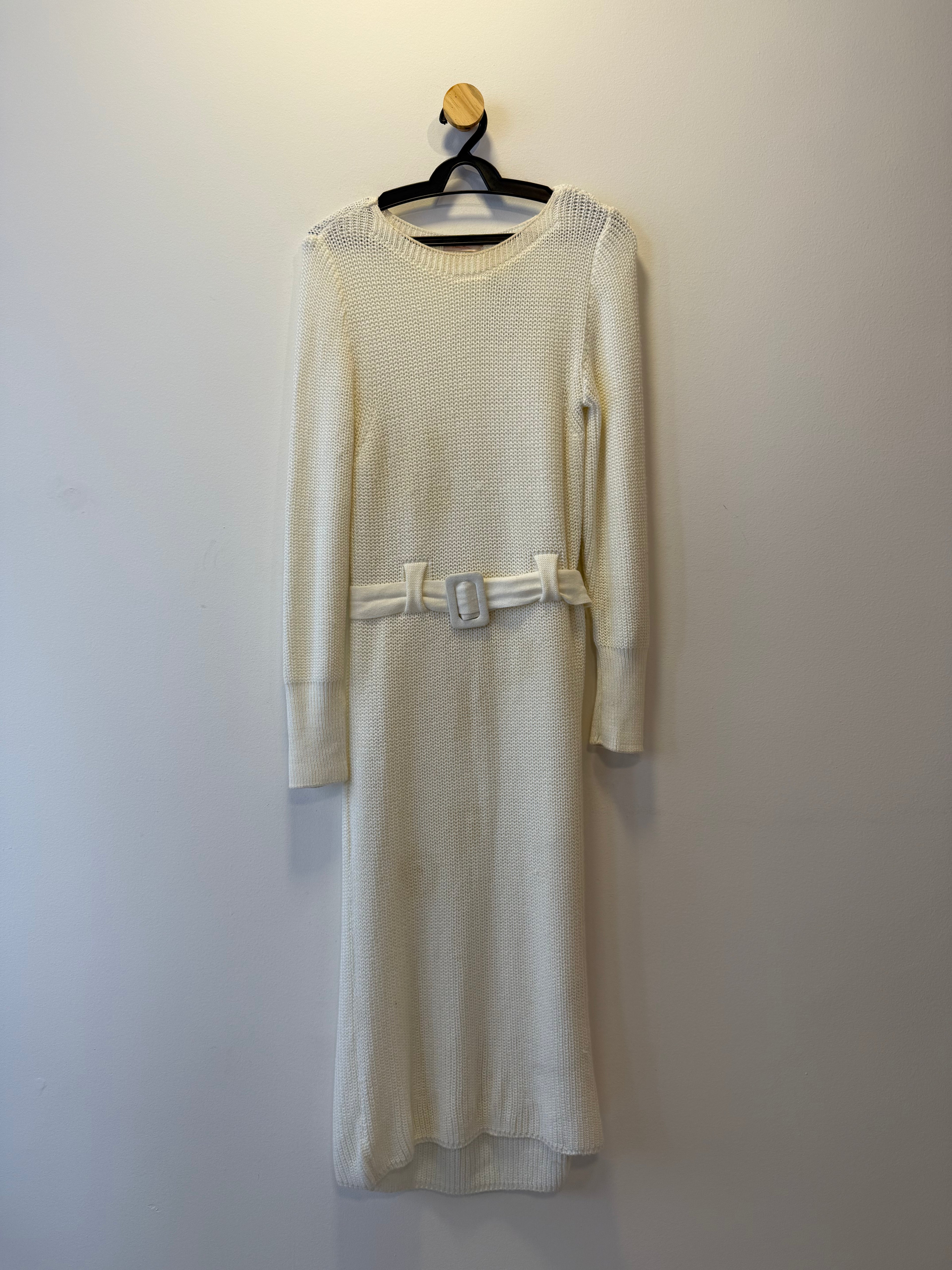 Vestido Midi em Tricot Off White