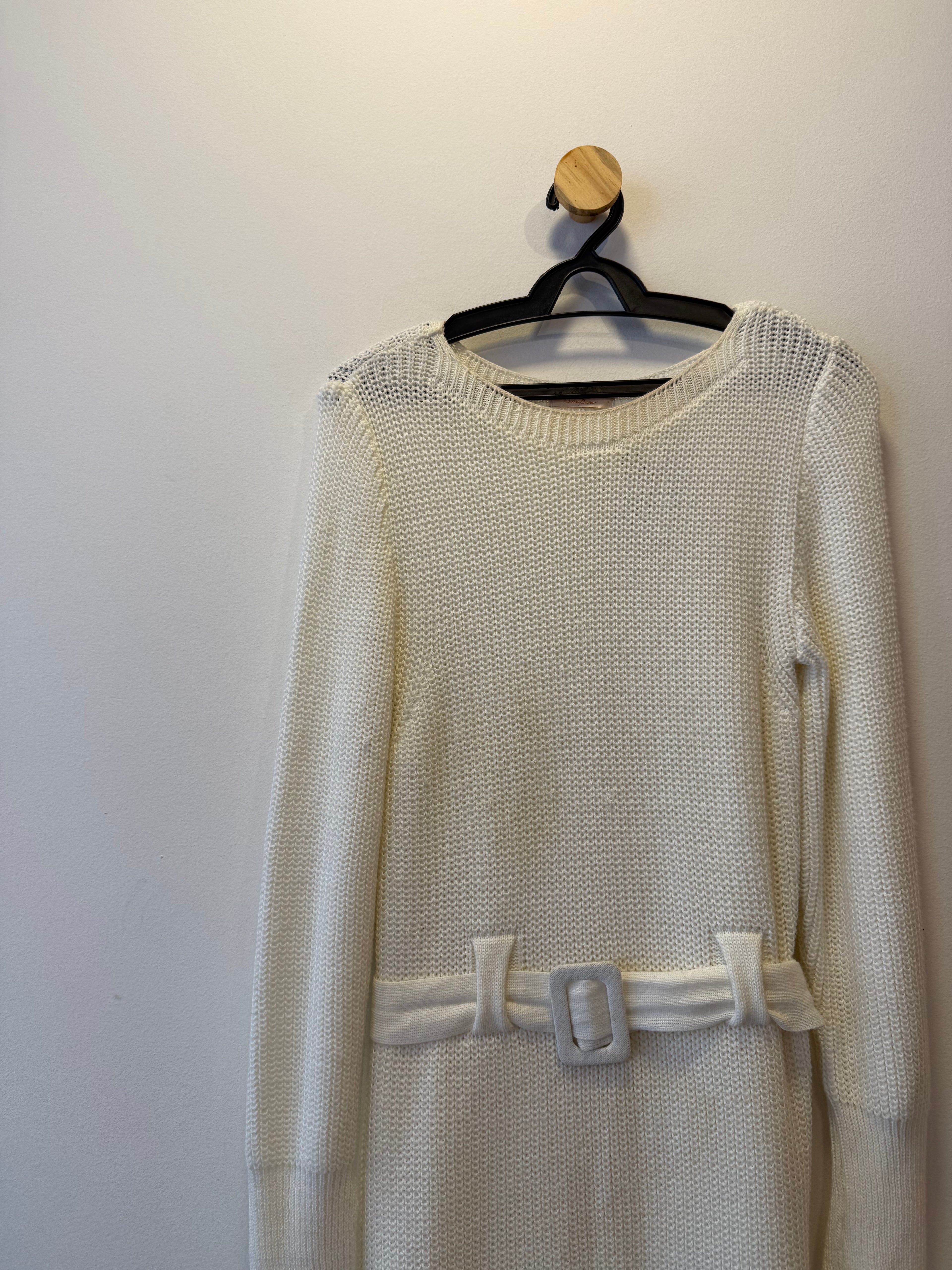 Vestido Midi em Tricot Off White