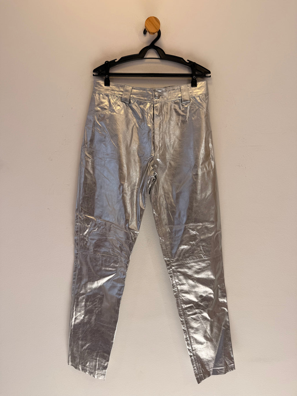 Calça de Couro Prata