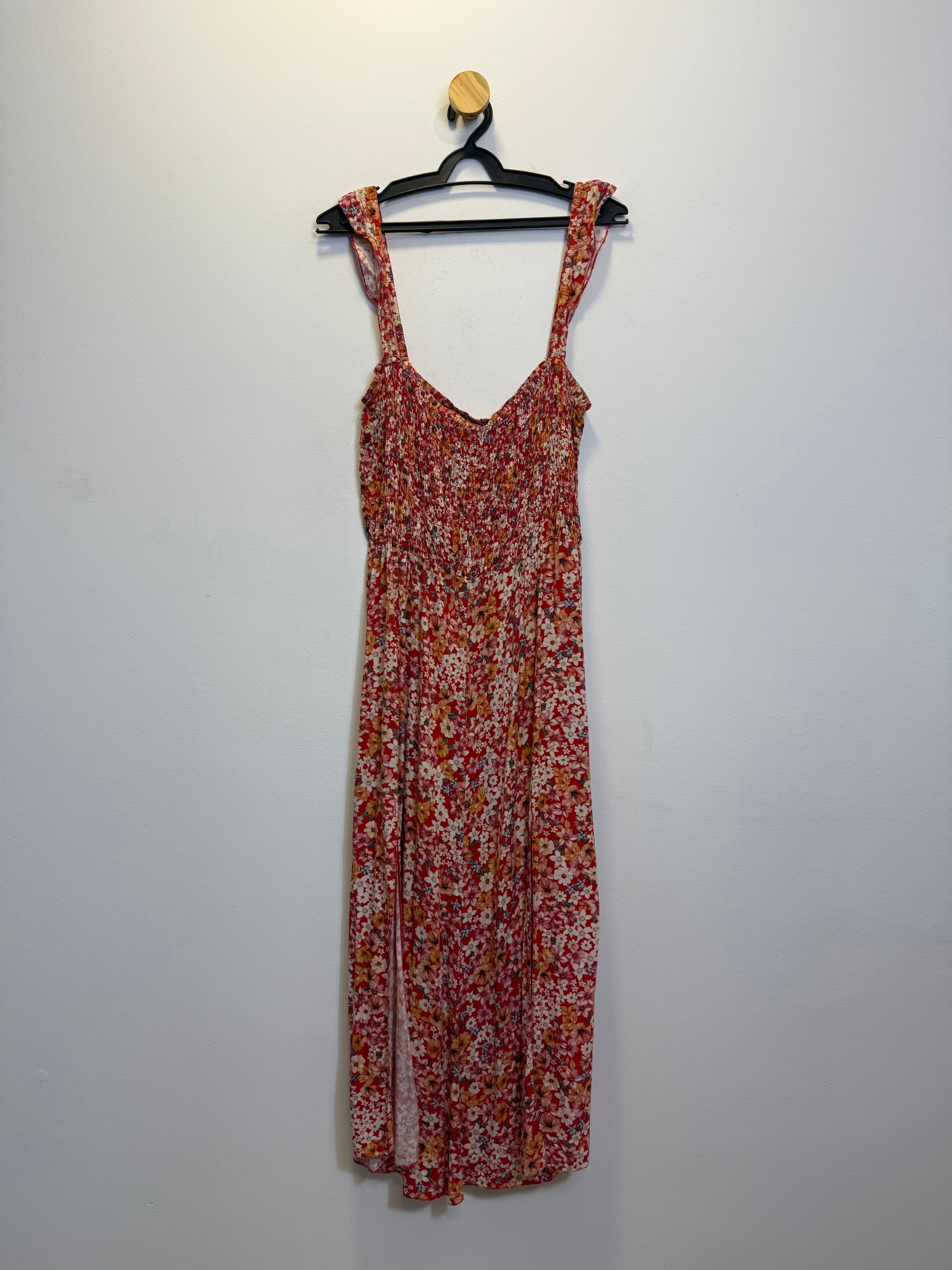 Vestido Midi Vermelho Floral