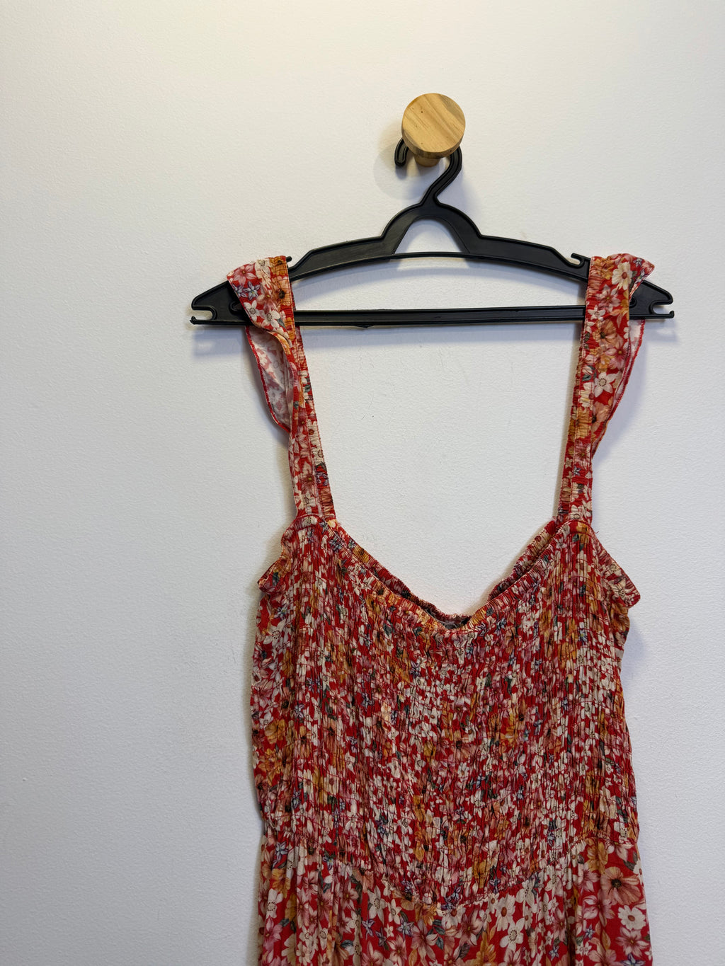 Vestido Midi Vermelho Floral