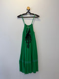 Vestido Fluido Verde Bordado