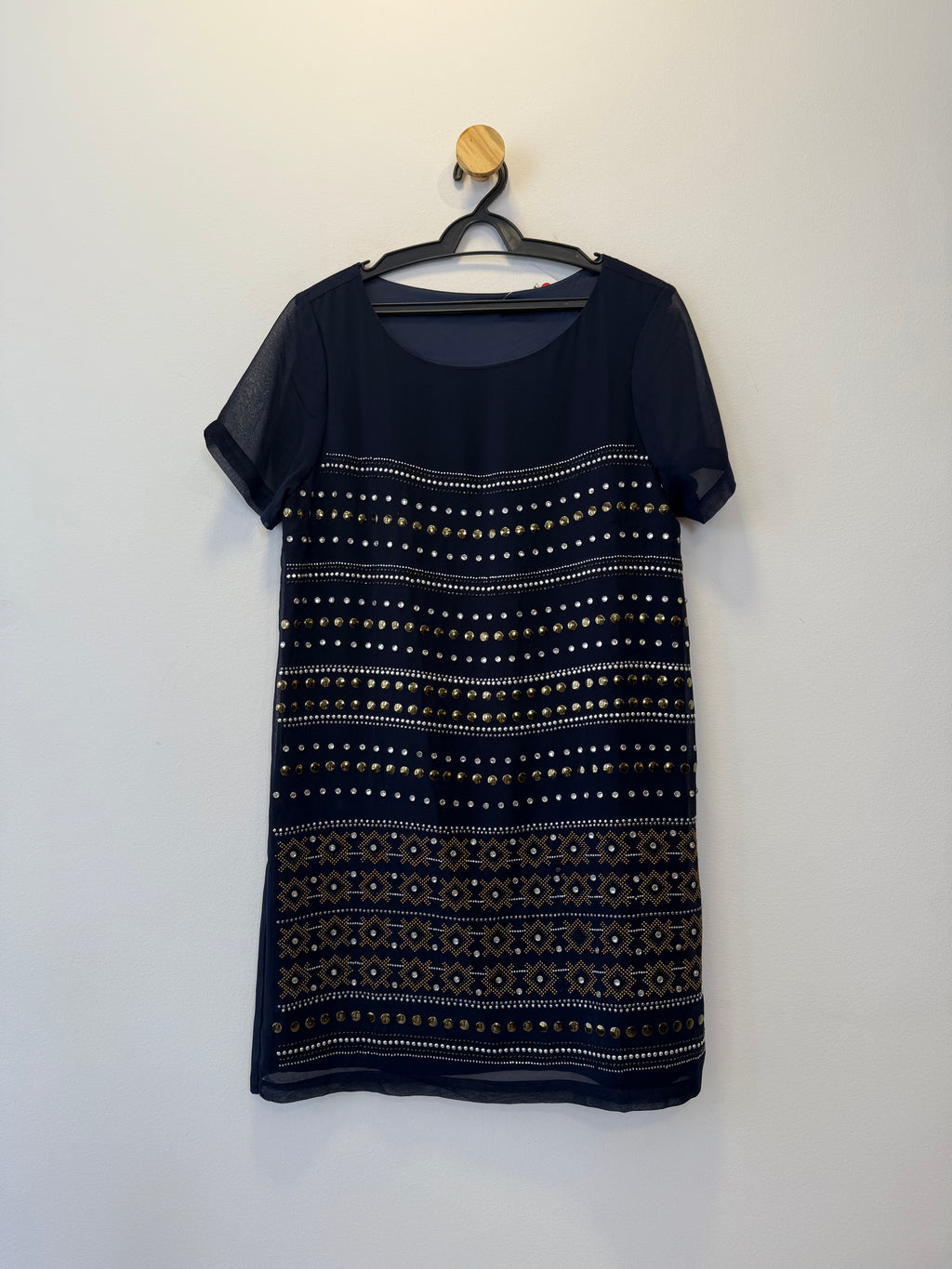 Vestido Pedrarias Prata e Dourado