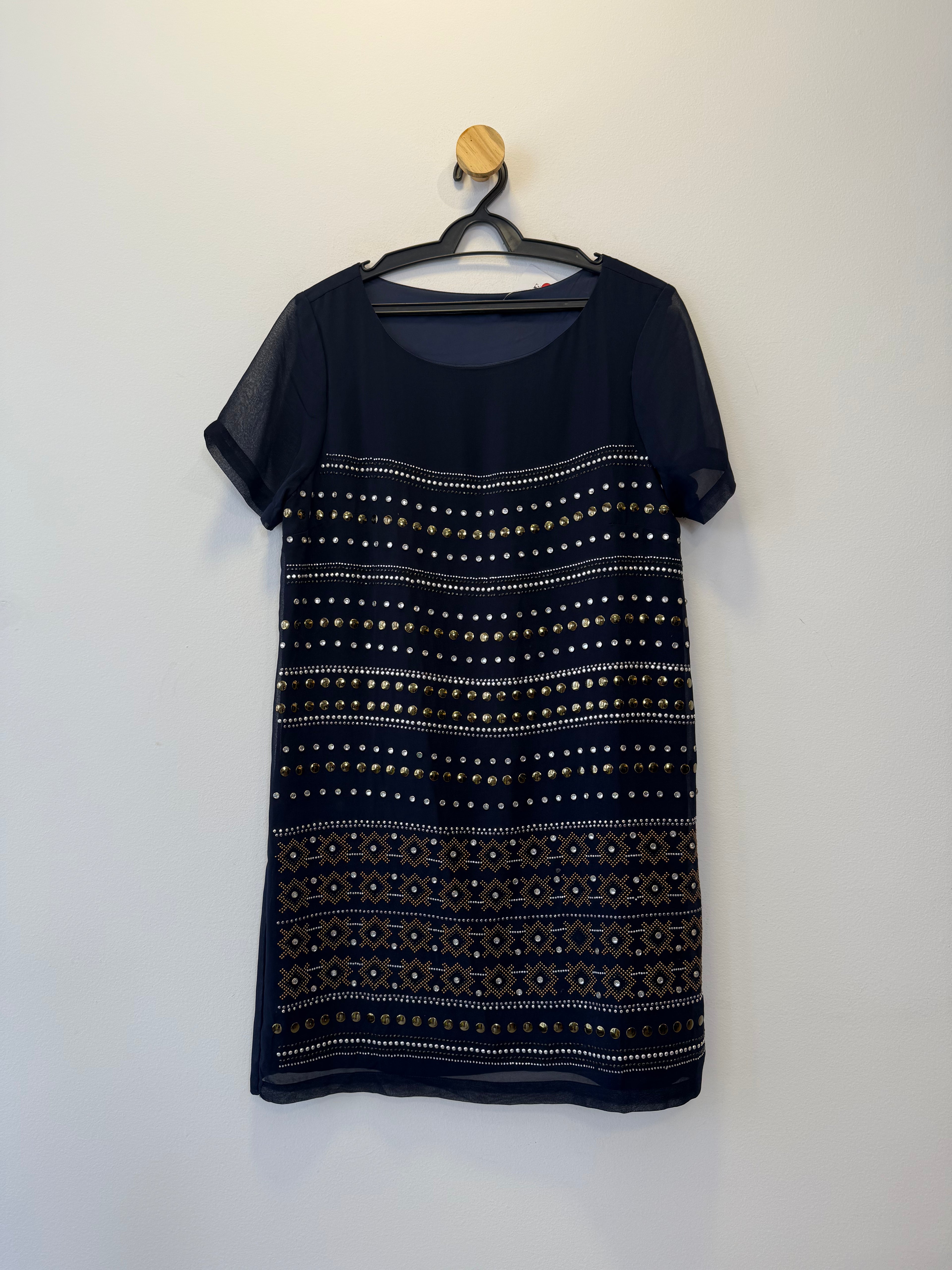 Vestido Pedrarias Prata e Dourado