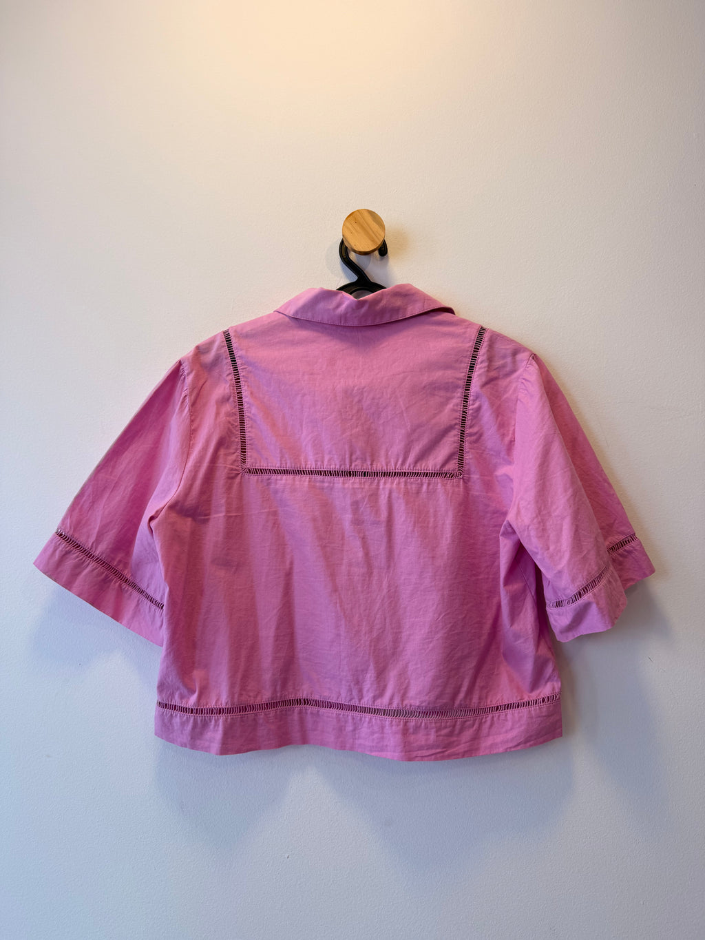 Camisa Cropped Manga Curta Rosa