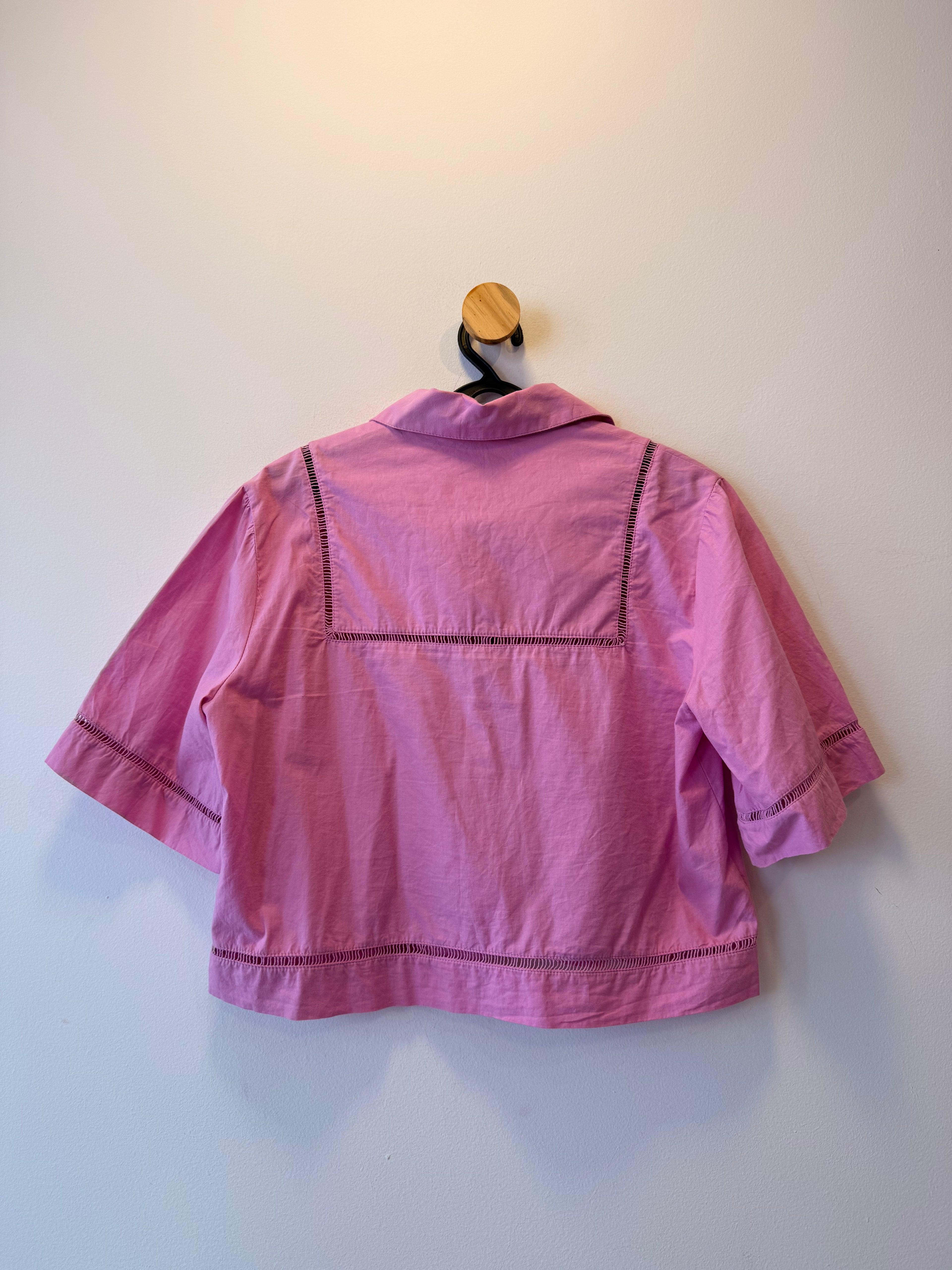 Camisa Cropped Manga Curta Rosa