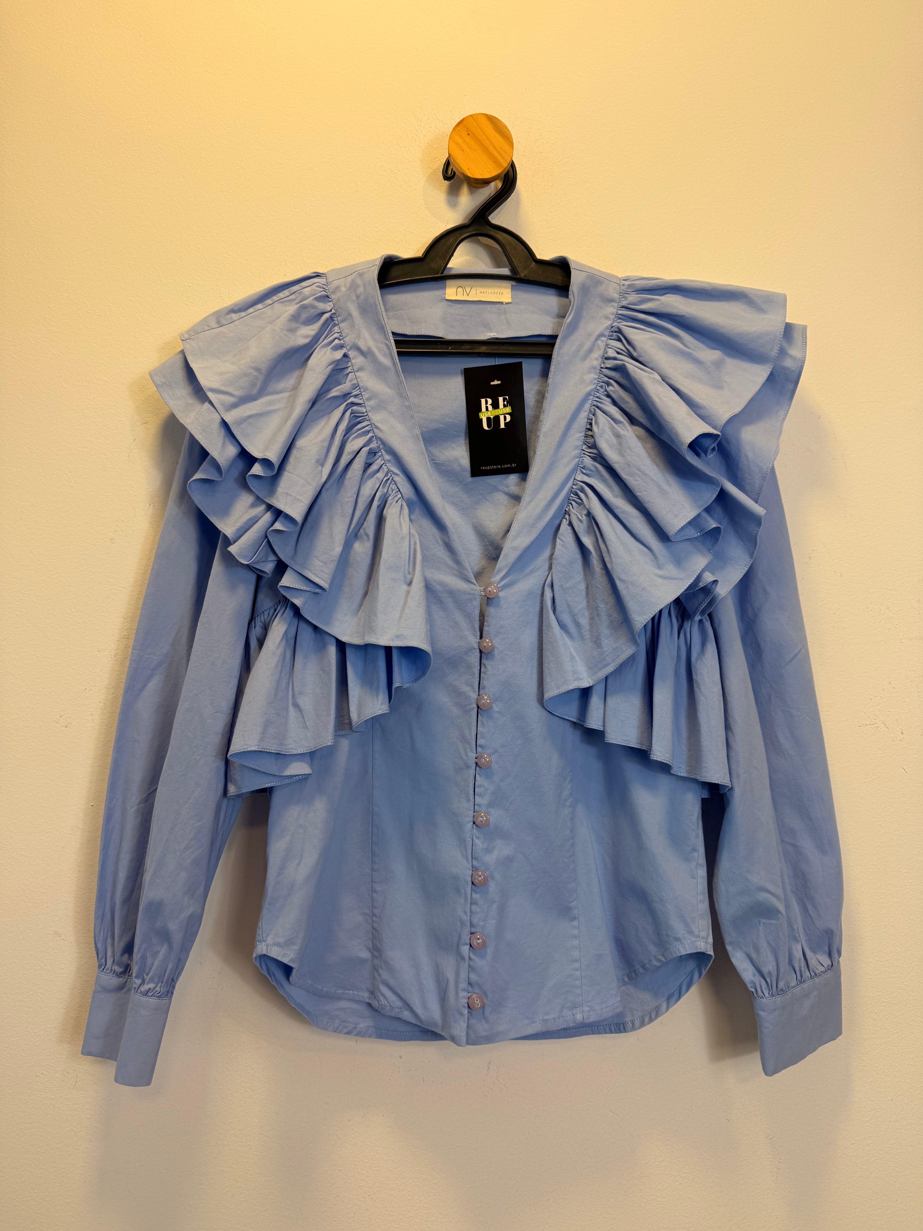 Blusa Babados Azul Nati Vozza