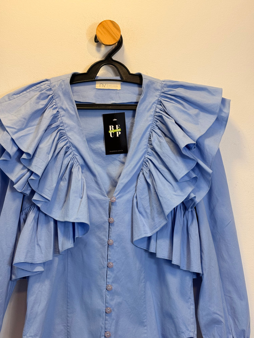 Blusa Babados Azul Nati Vozza