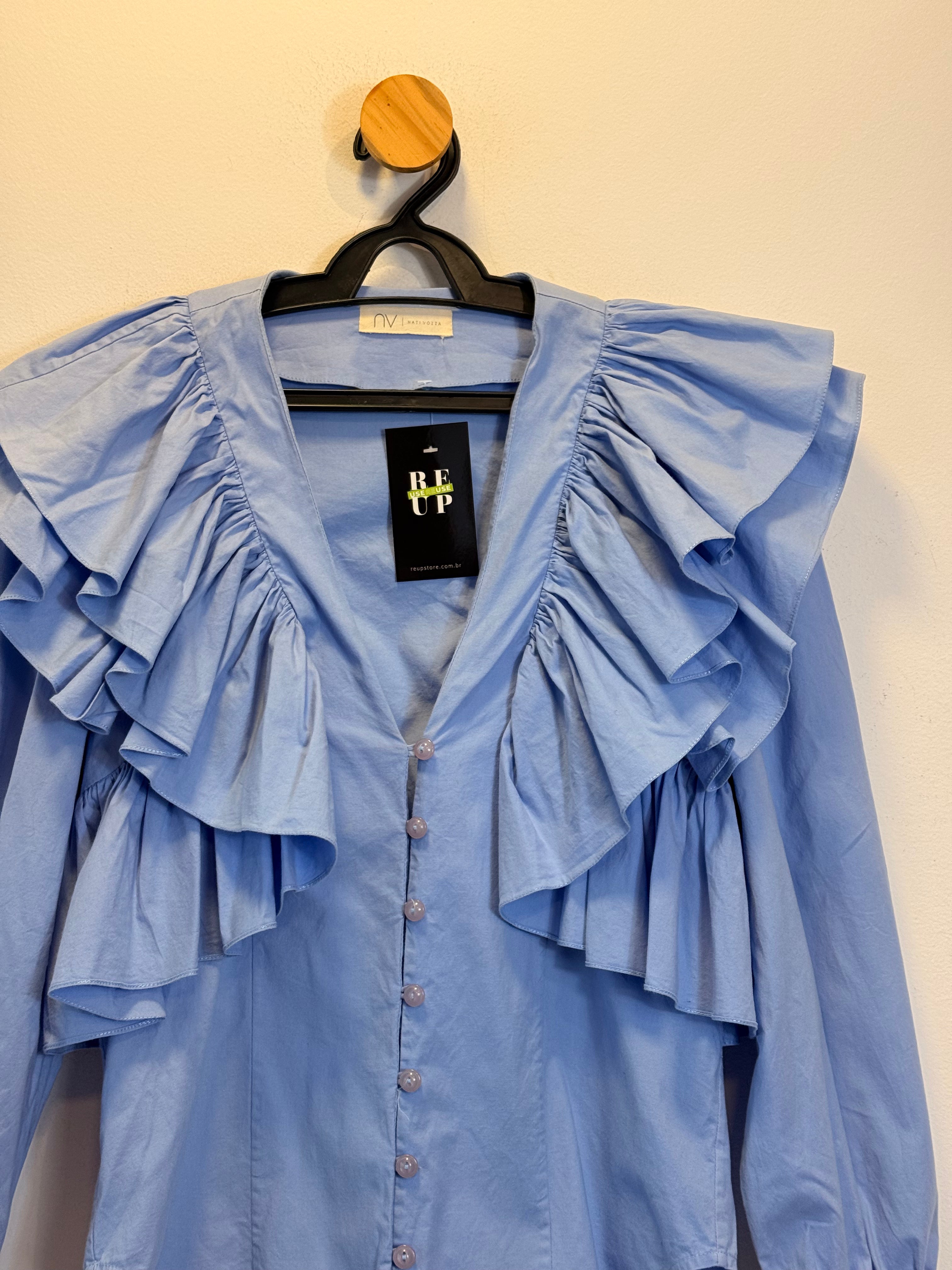 Blusa Babados Azul Nati Vozza