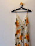 Vestido Longo Branco com Estampa Floral