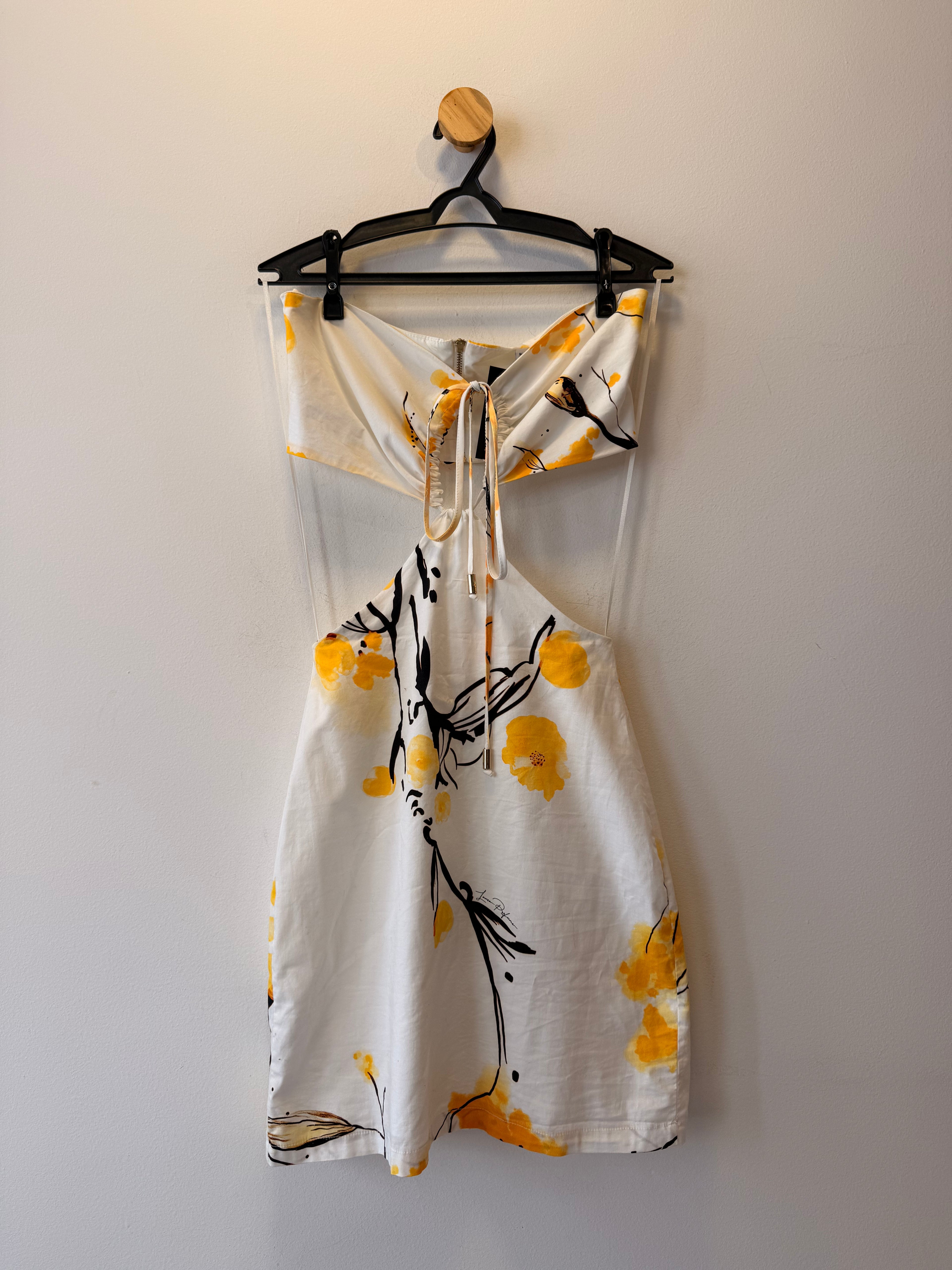 Vestido Strapless Branco com Estampa Floral