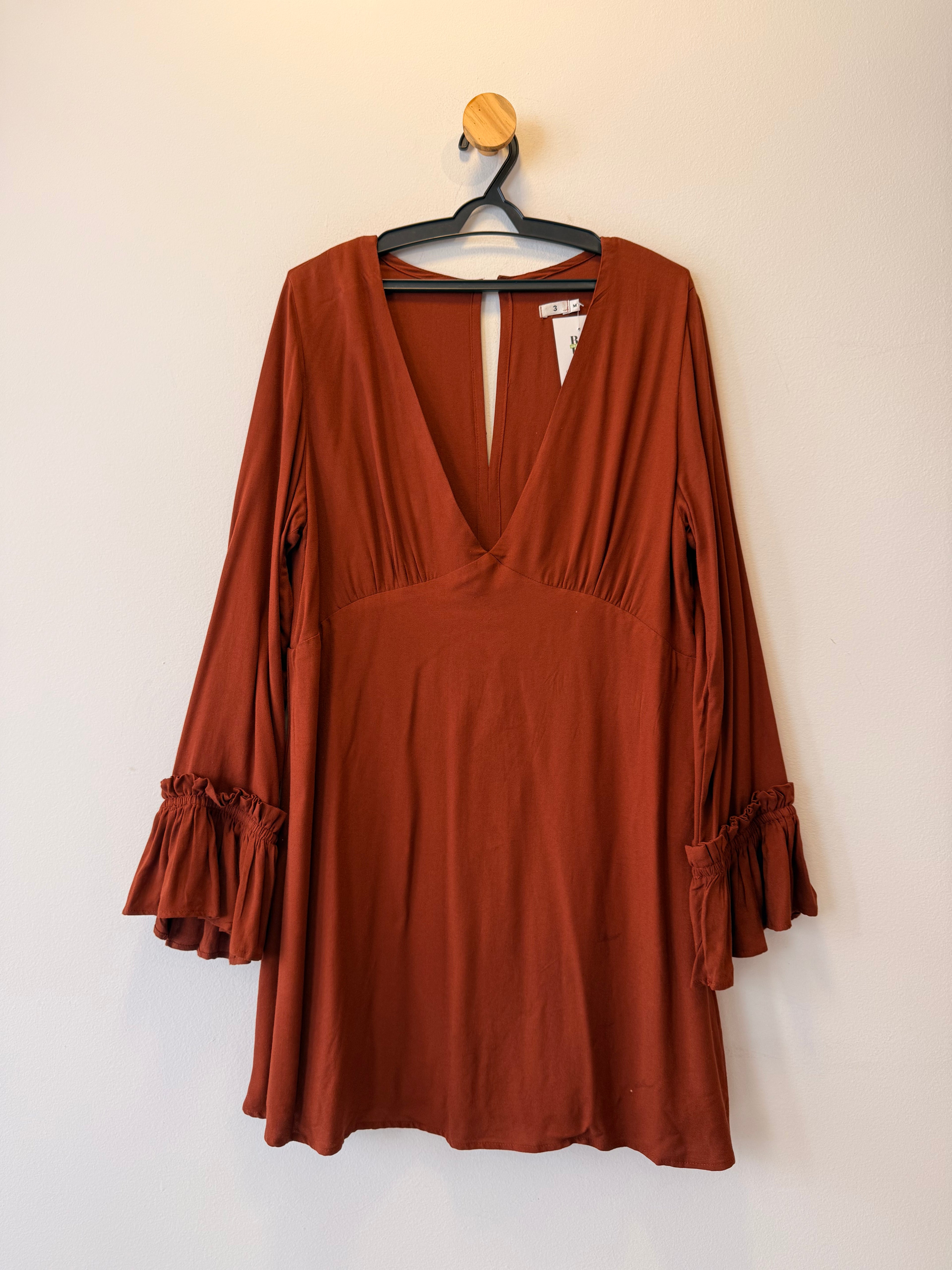 Vestido Manga Longa Terracota