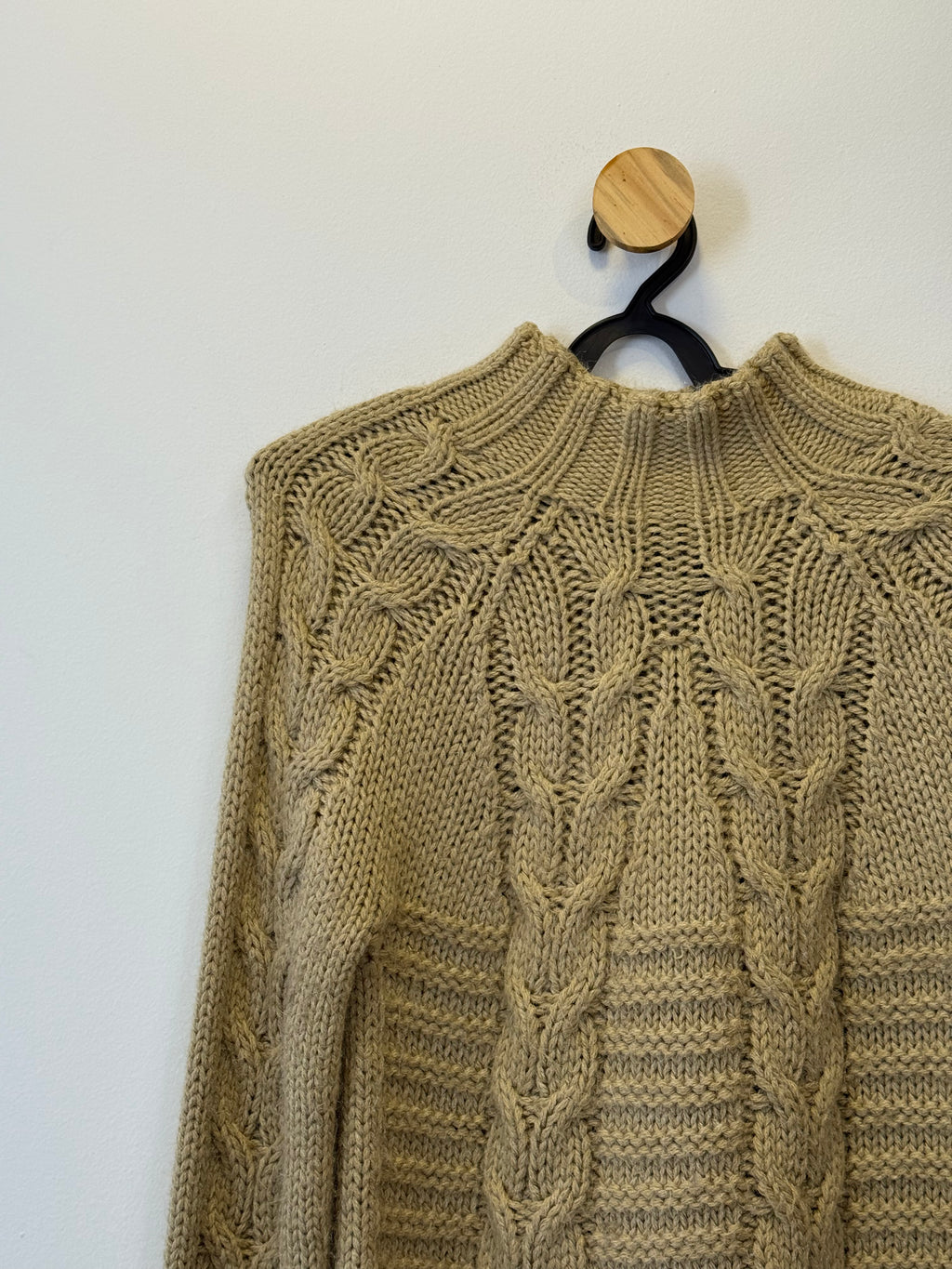Pulôver Tricot Trançado Bege