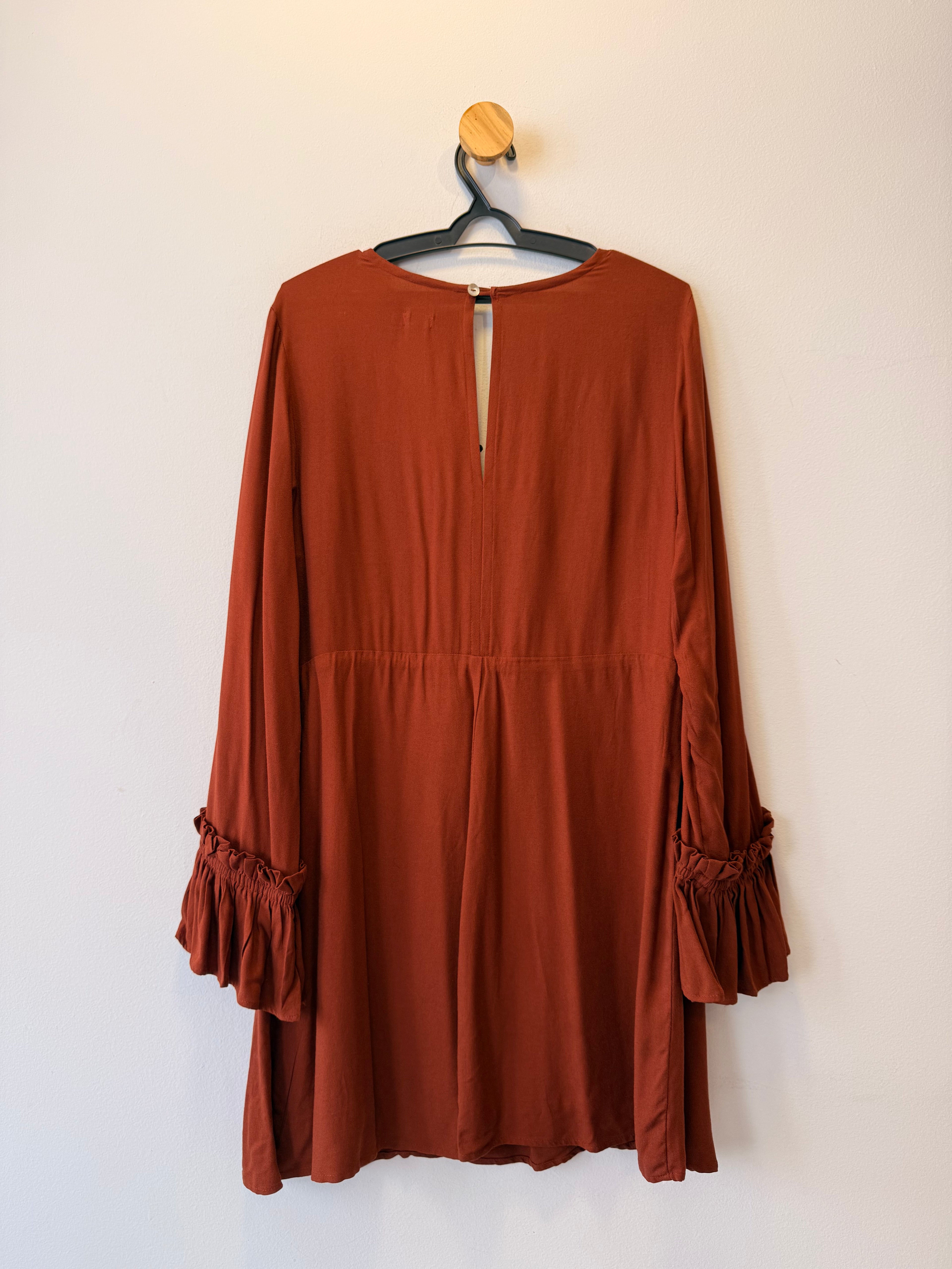 Vestido Manga Longa Terracota